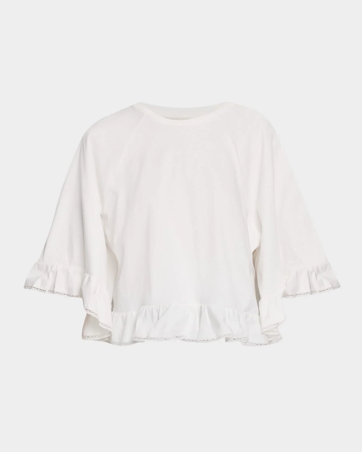 Soft Volume Lace-Trim Ruffled Shirt - 1