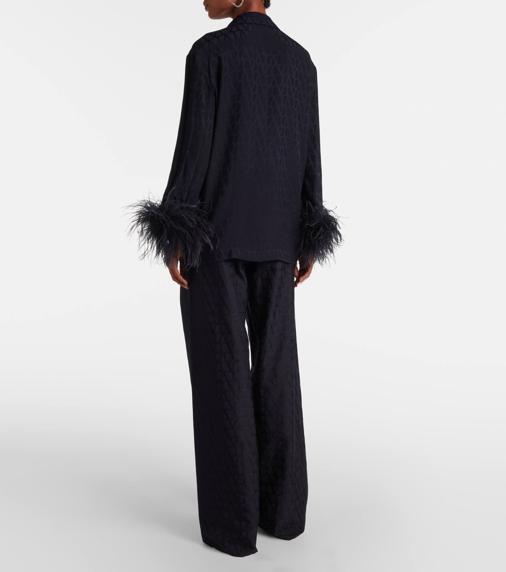 Toile Iconographe feather-trimmed silk shirt - 3
