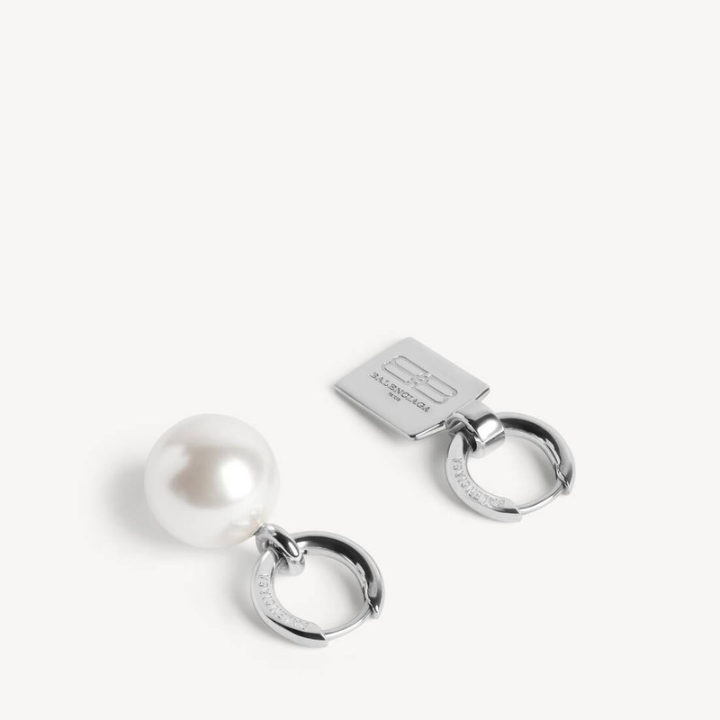 BALENCIAGA Malibu Pearl Earrings in Shiny Silver outlook