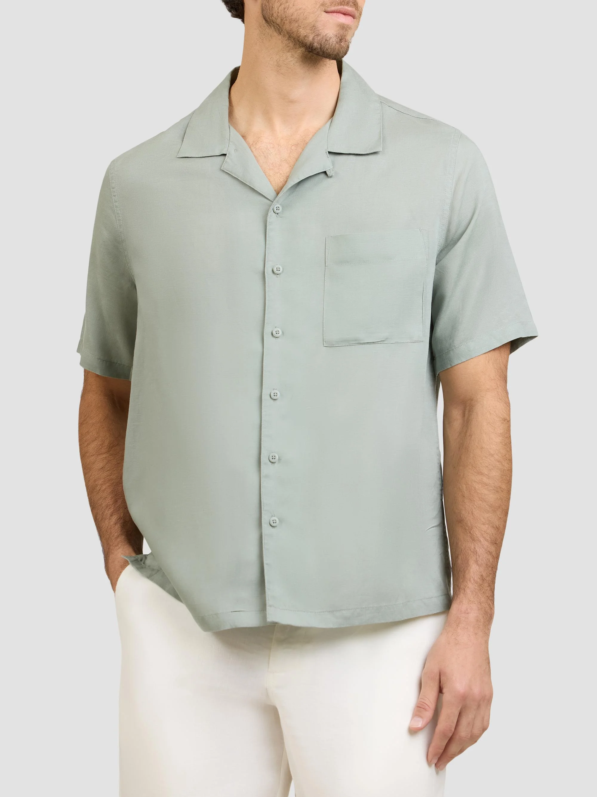Men's Air Linen-Blend Camp Shirt - Elm - 1