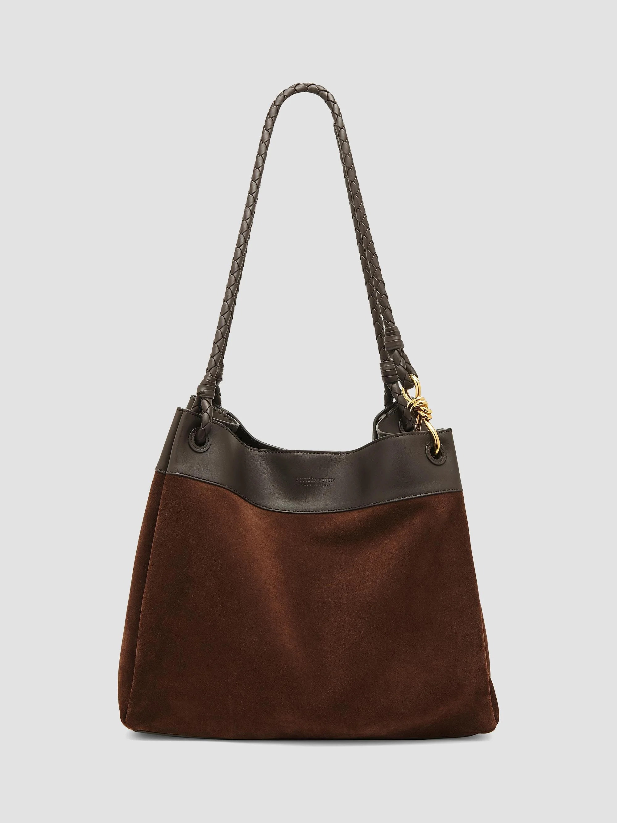 Women's Maxi Parachute Leather & Suede Tote Bag - Brown Fondant - 1