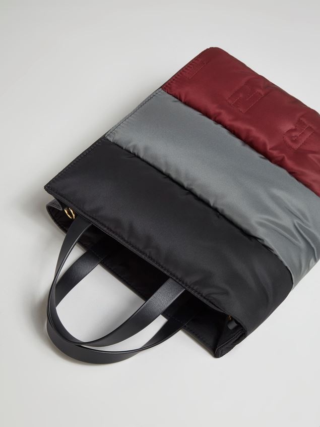 TRI-COLOURED MUSEO SOFT TOTE BAG IN QUILTED NYLON - 4
