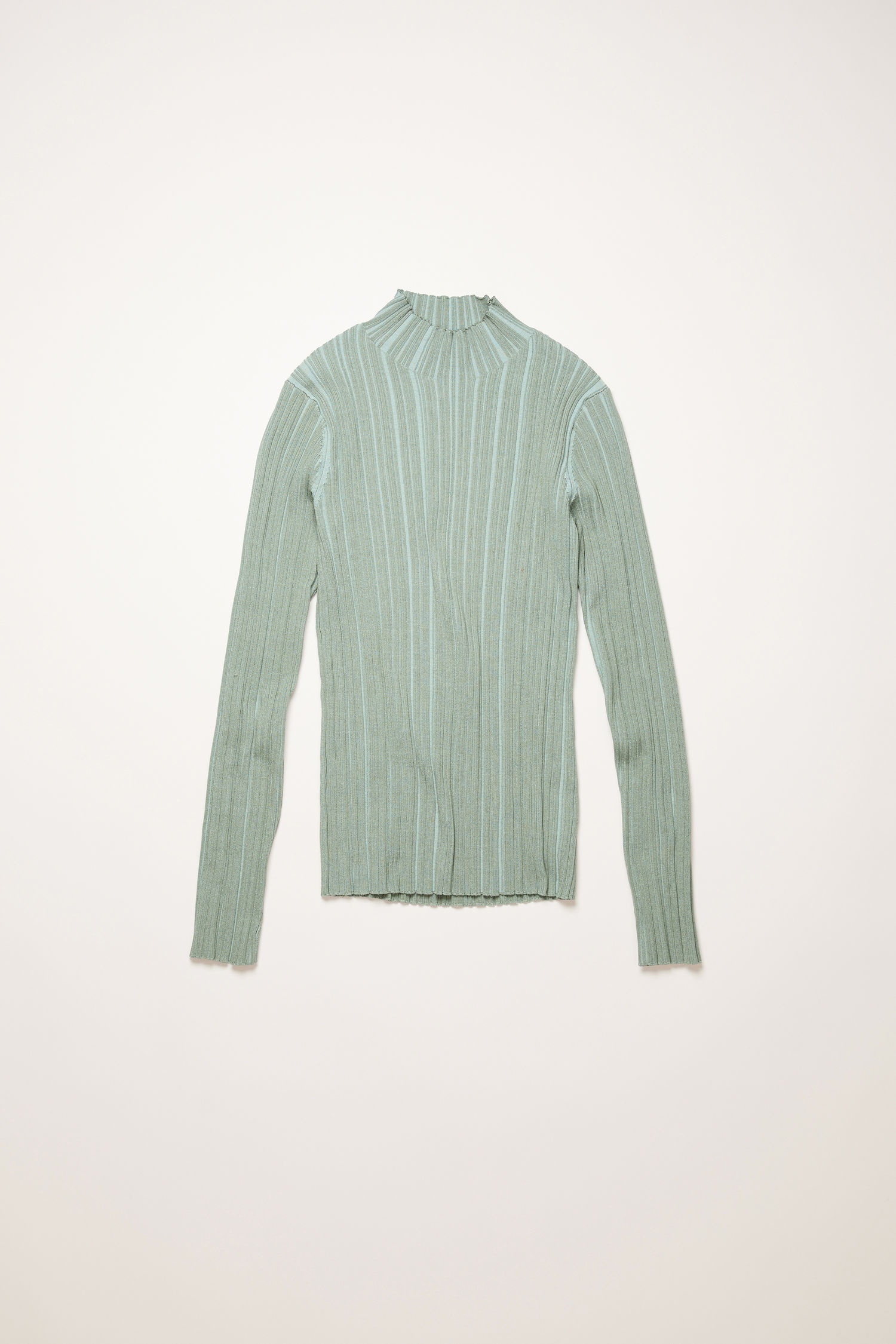 Mock neck ribbed sweater dusty green - 1