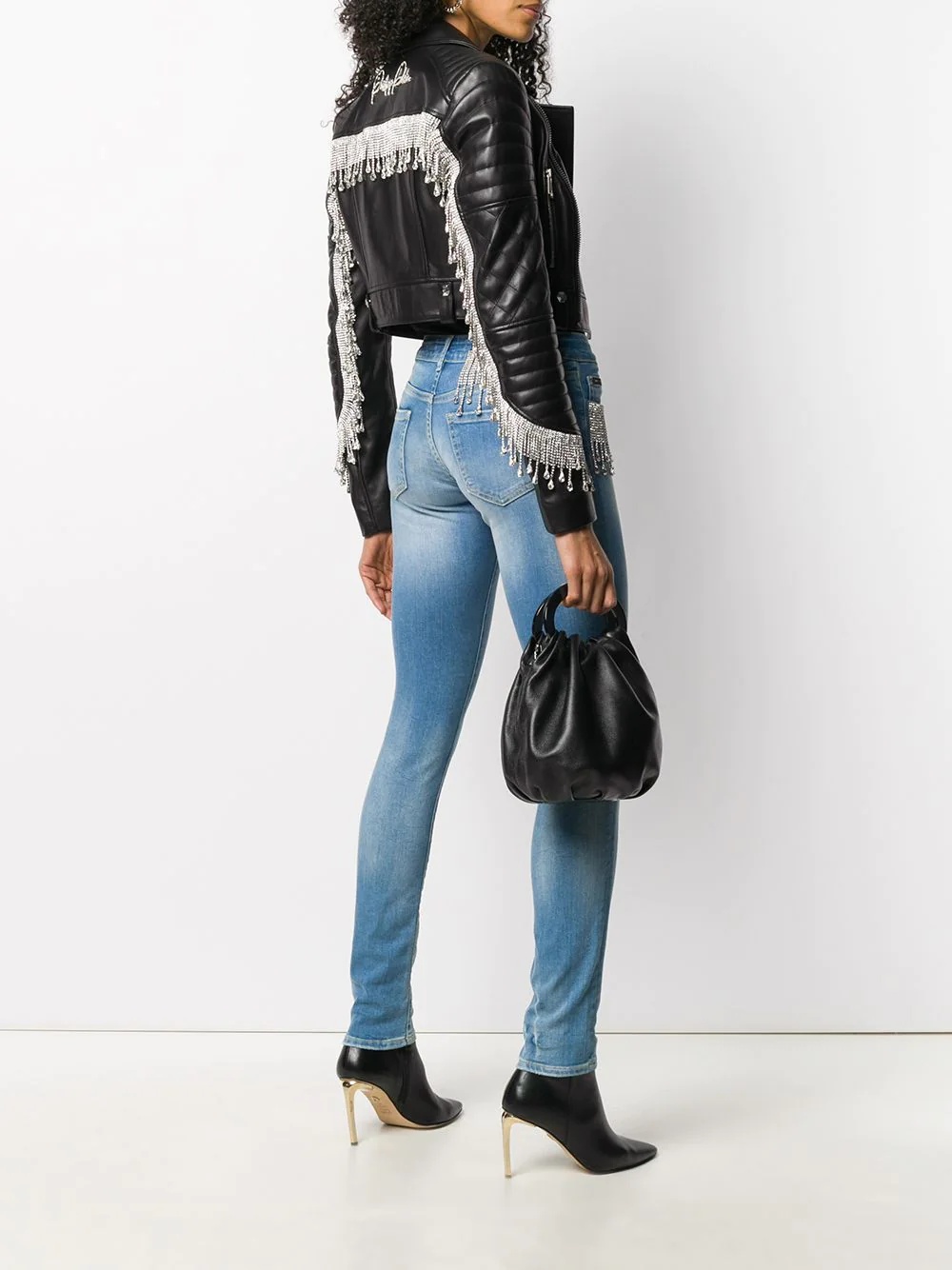 crystal-fringe biker jacket - 2