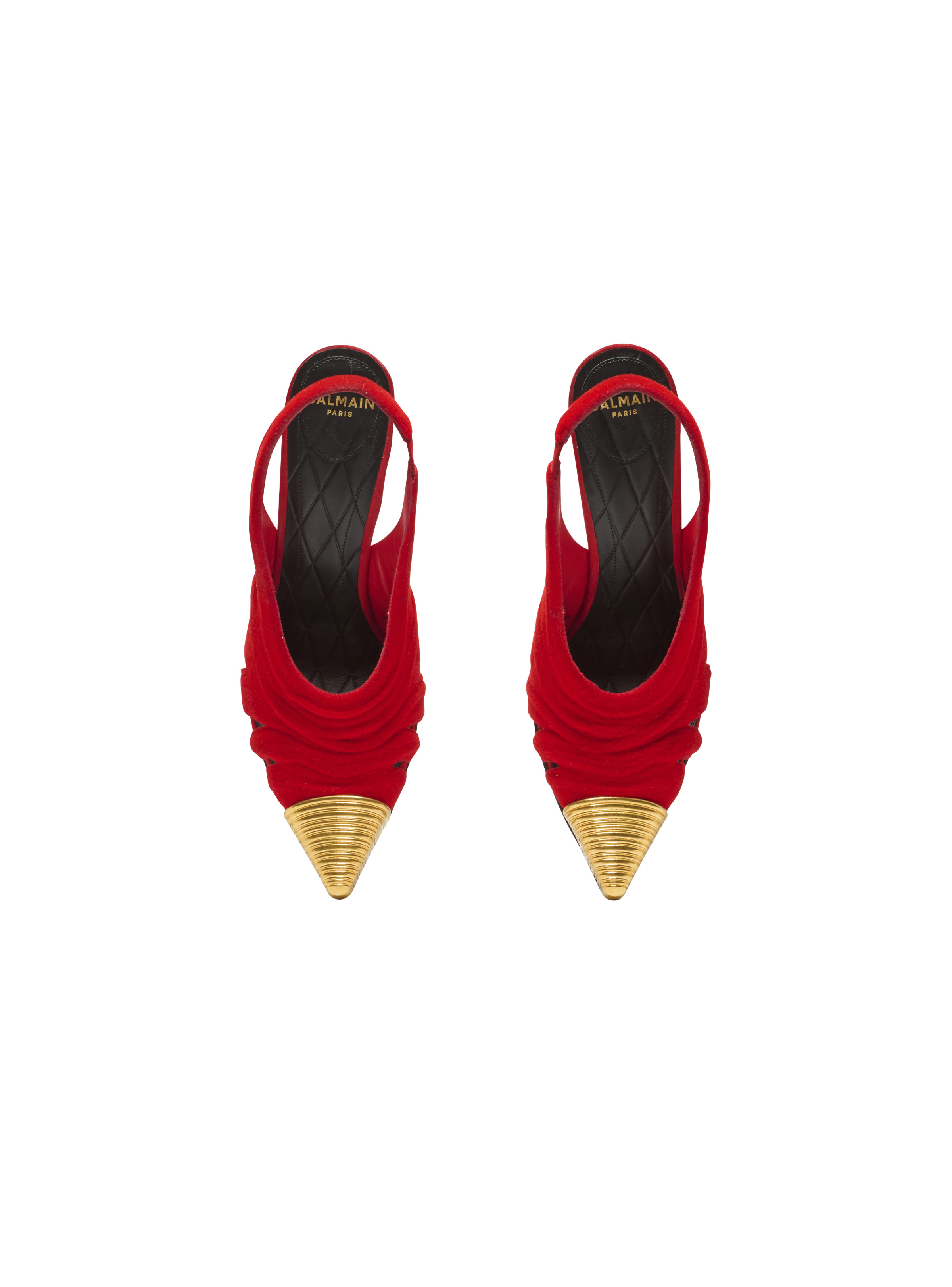 Lipstick pumps in suede leather and brass - 3