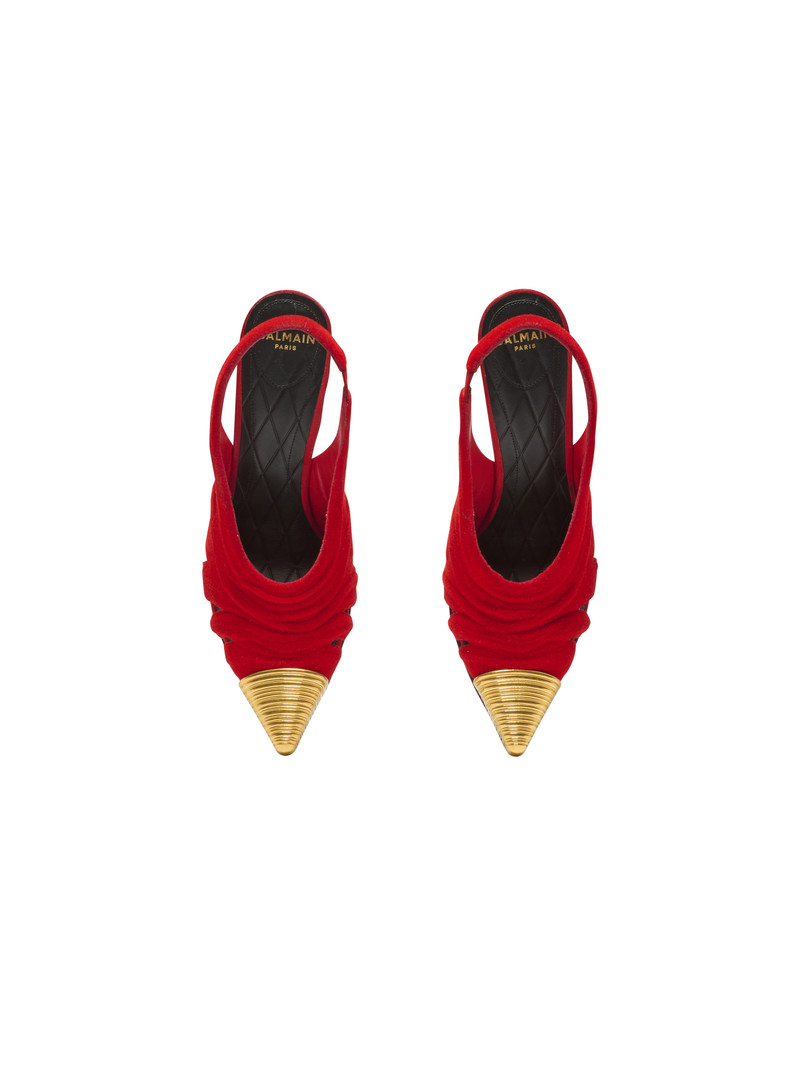 Lipstick pumps in suede leather and brass 3