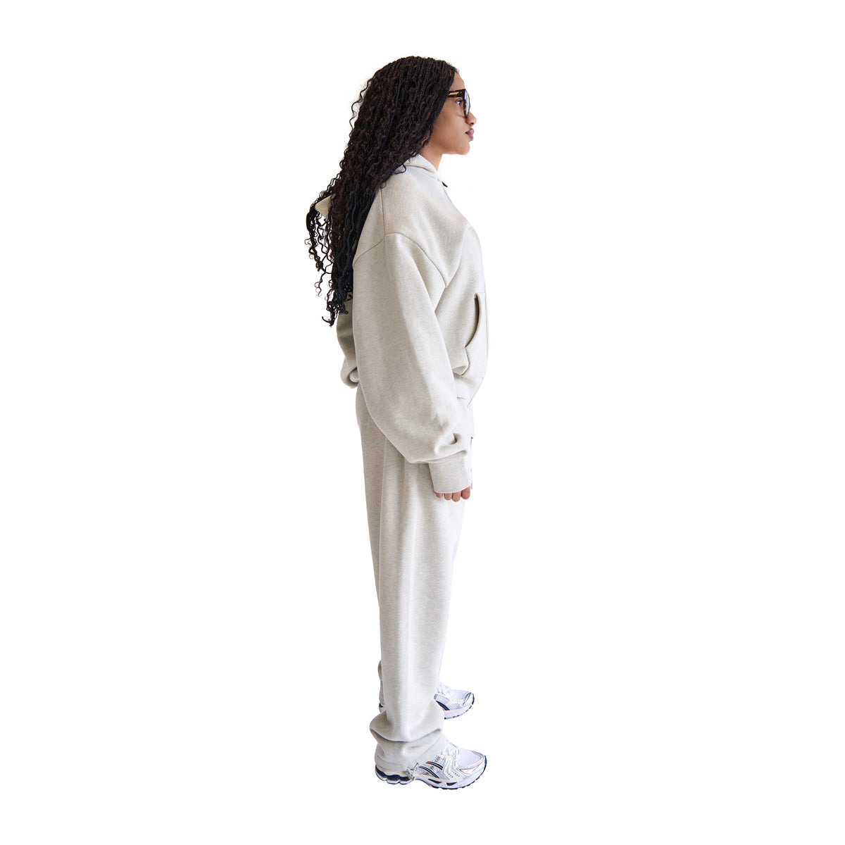 CLASSIC FIT FLEECE ZIP-UP HOODIE (HEATHER STONE) - 2