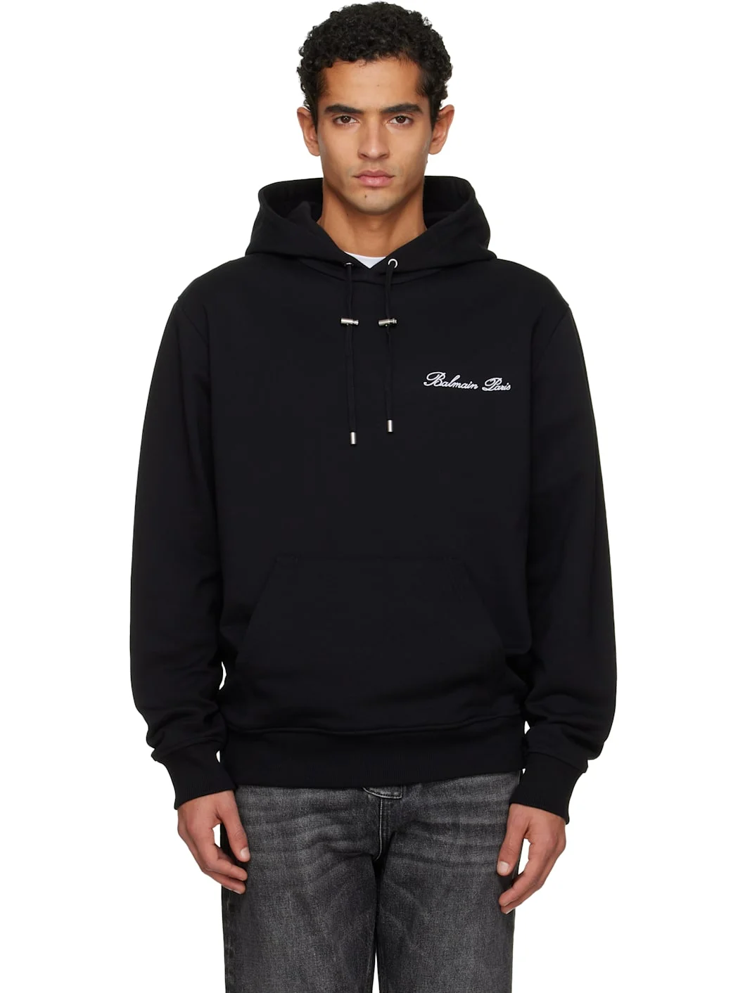 Black 'Balmain' Signature Hoodie - 1