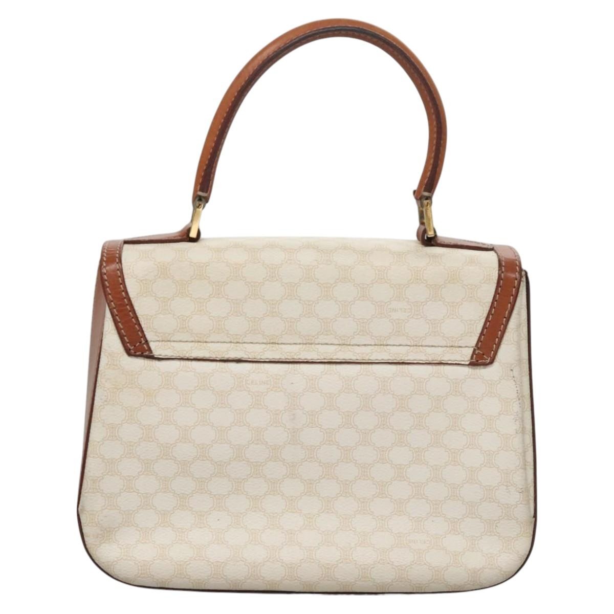 CELINE Macadam Canvas Hand Bag Pvc Leather White - 2