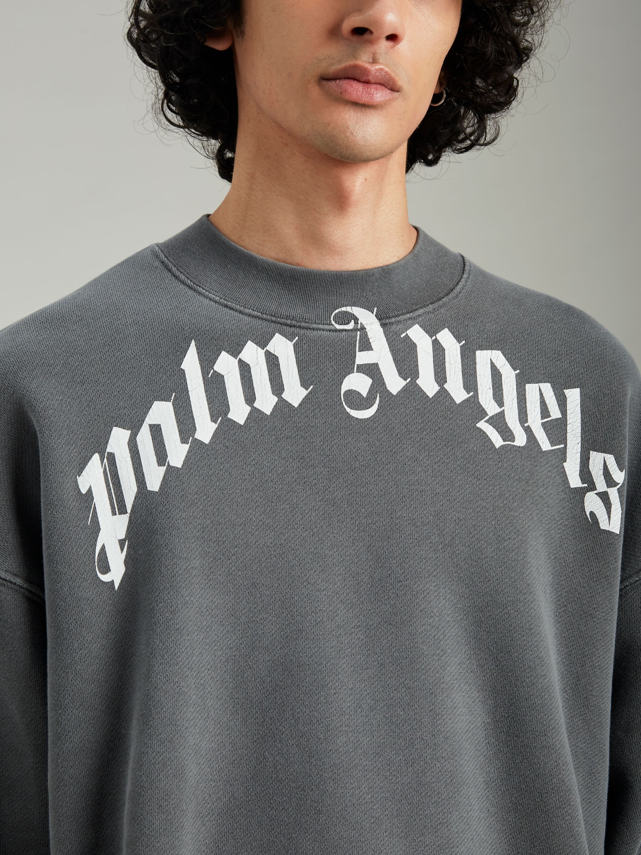 完売必至♪Palm Angels♪Vintage Curved Logo スウェットシャツ Palm Angels CURVED LOGO SWEATSHIRT | REVERSIBLE