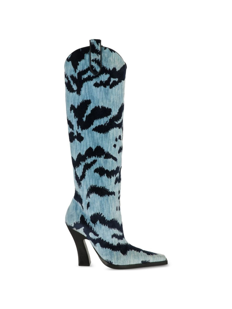 abstract-print pointed-toe boots 1