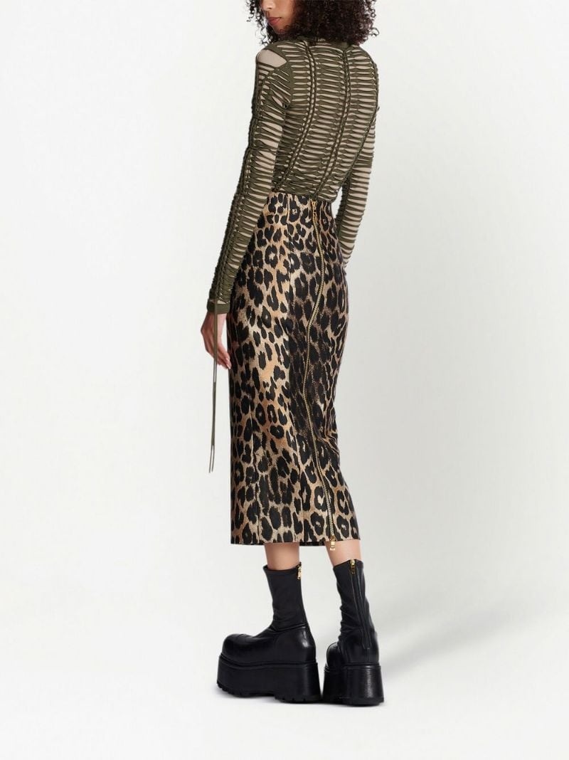 leopard-print straight skirt - 4