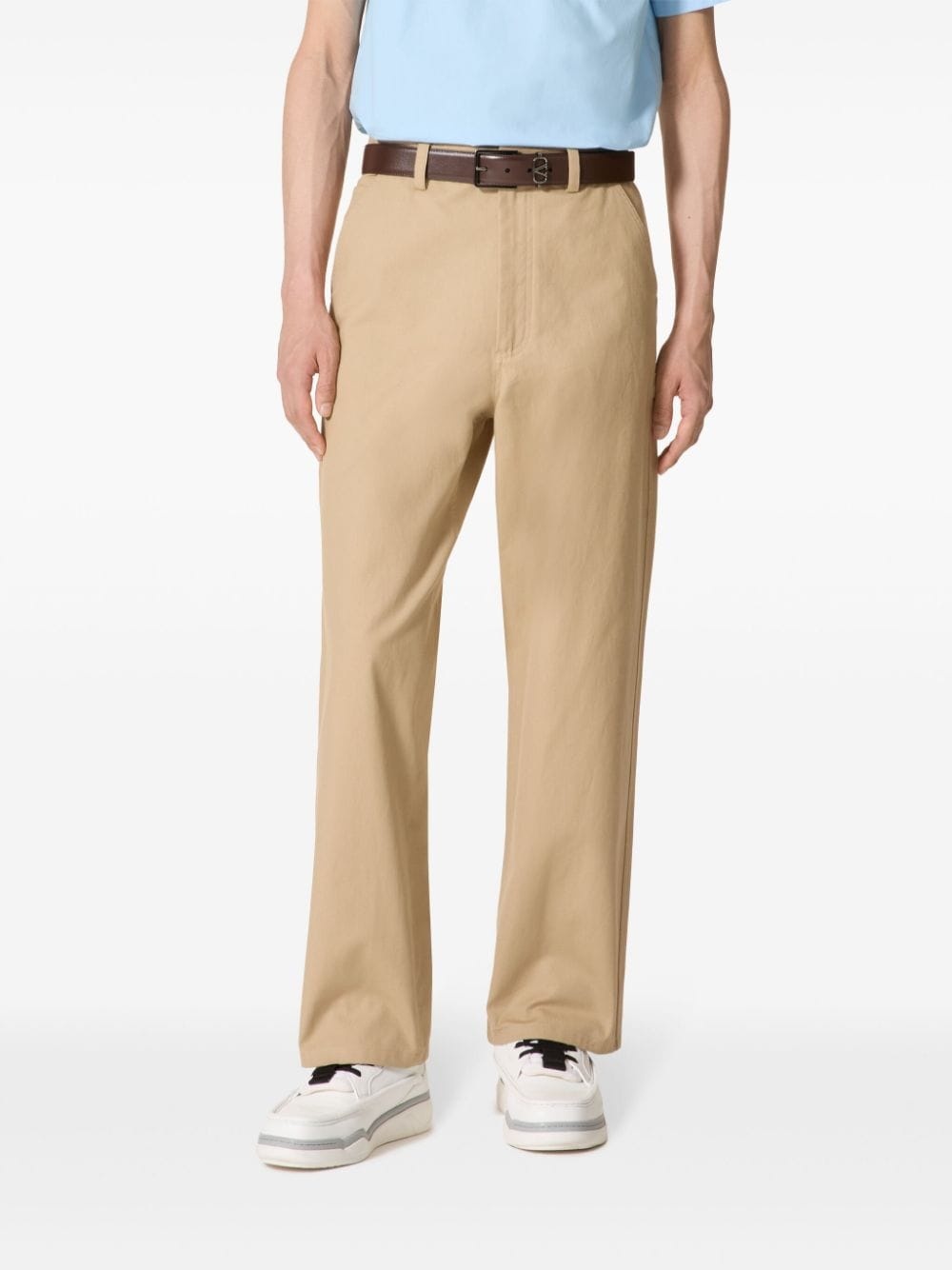 V-detail straight-leg trousers - 3