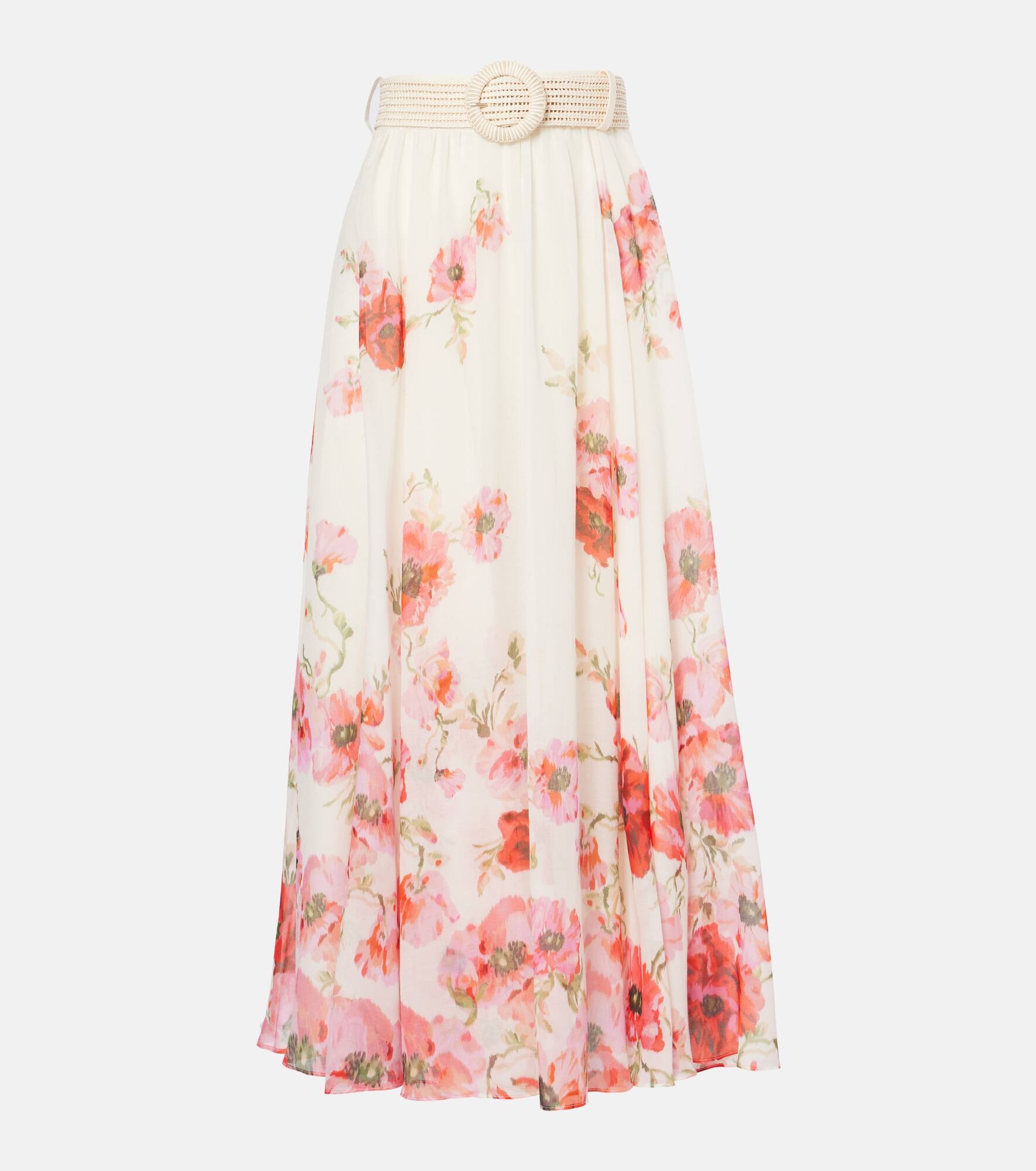 Lightburst floral cotton and silk maxi skirt - 1