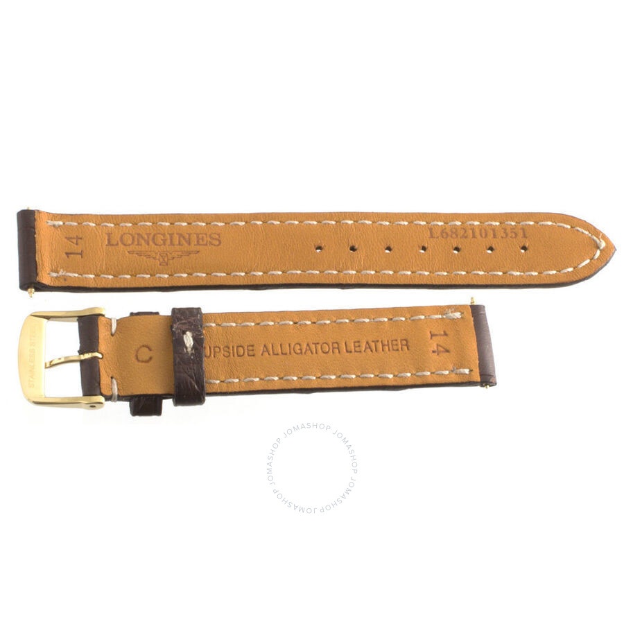 Longines Womens 14mm Brown Alligator Replacement Watch Band Strap Gold Buckle - 2