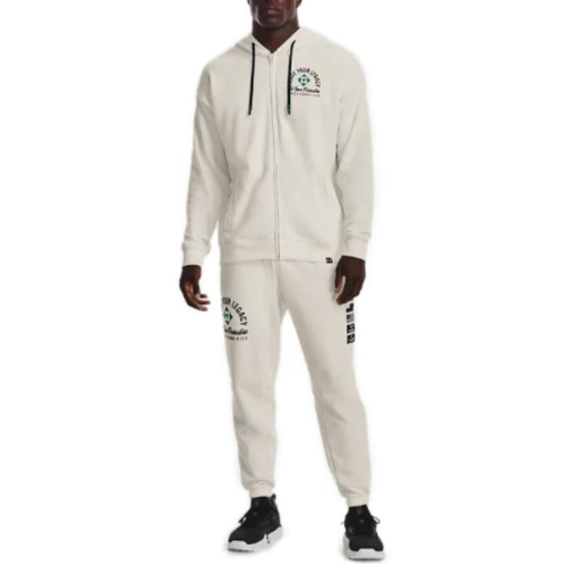 Under Armour Under Armour Project Rock Heavyweight Terry Full-Zip Hoodie 'Ivory White' 1377436-130 outlook