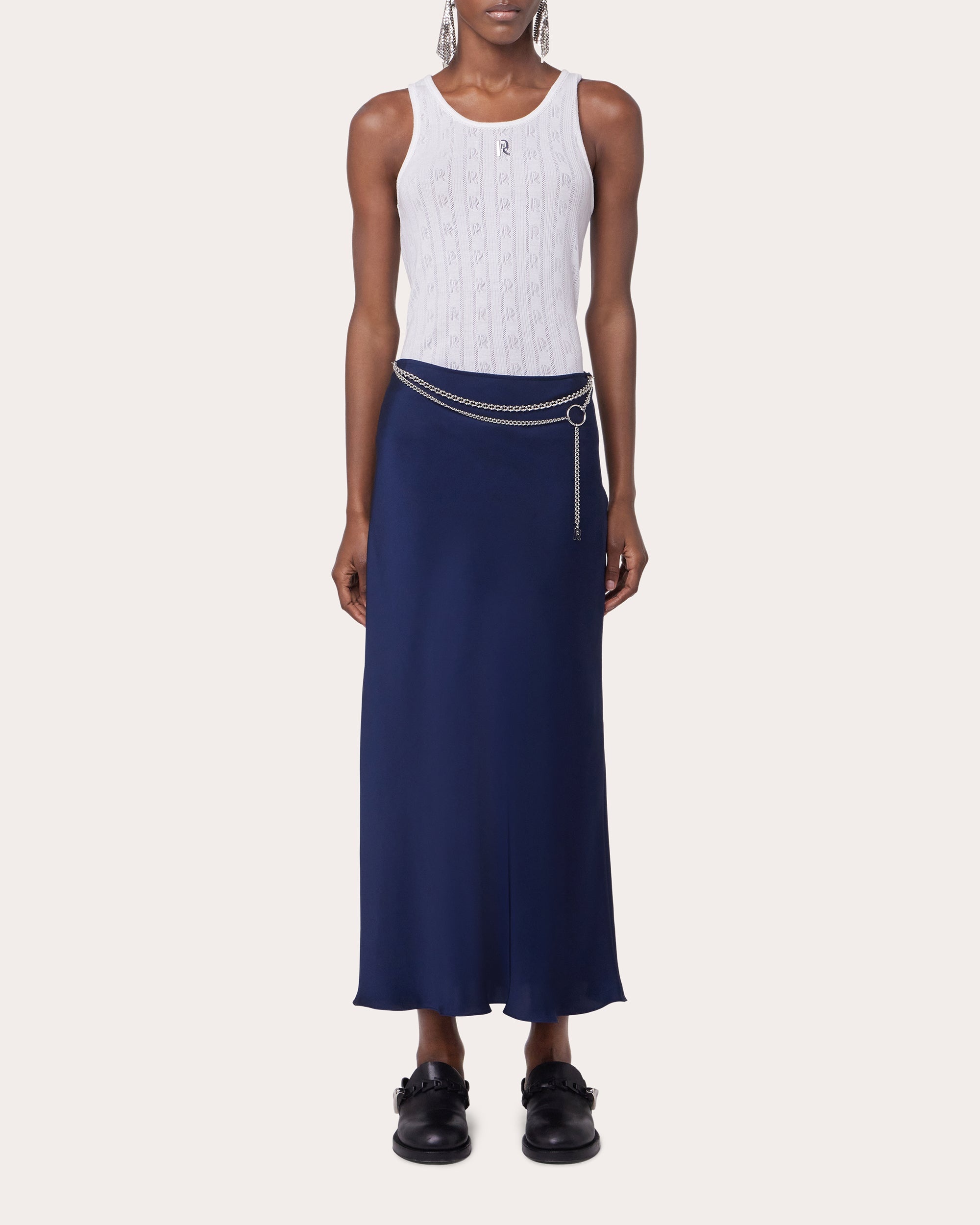 Satin Chain Midi Slip Skirt - 2