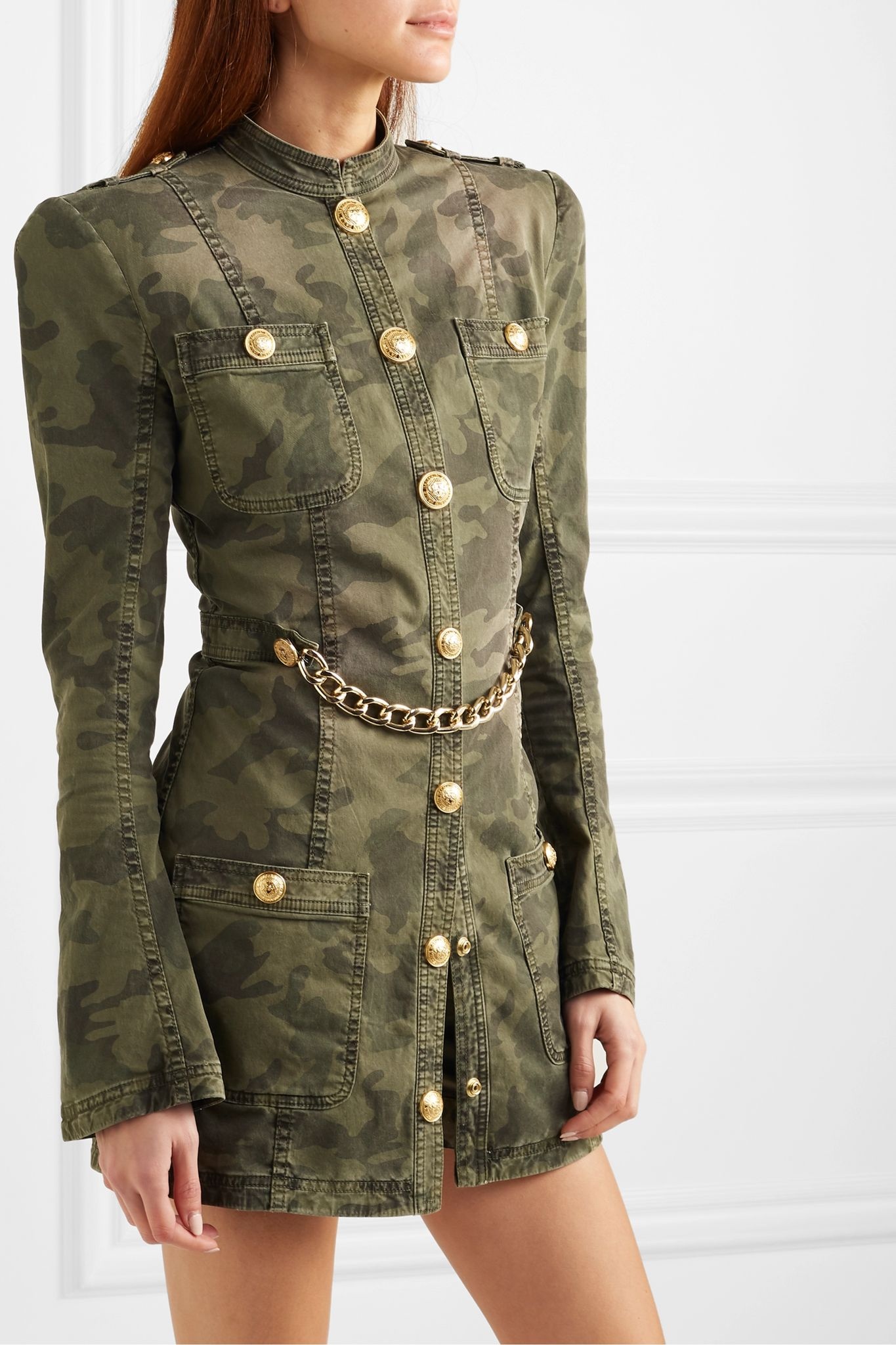 Chain-embellished camouflage-print cotton-blend jacket - 3