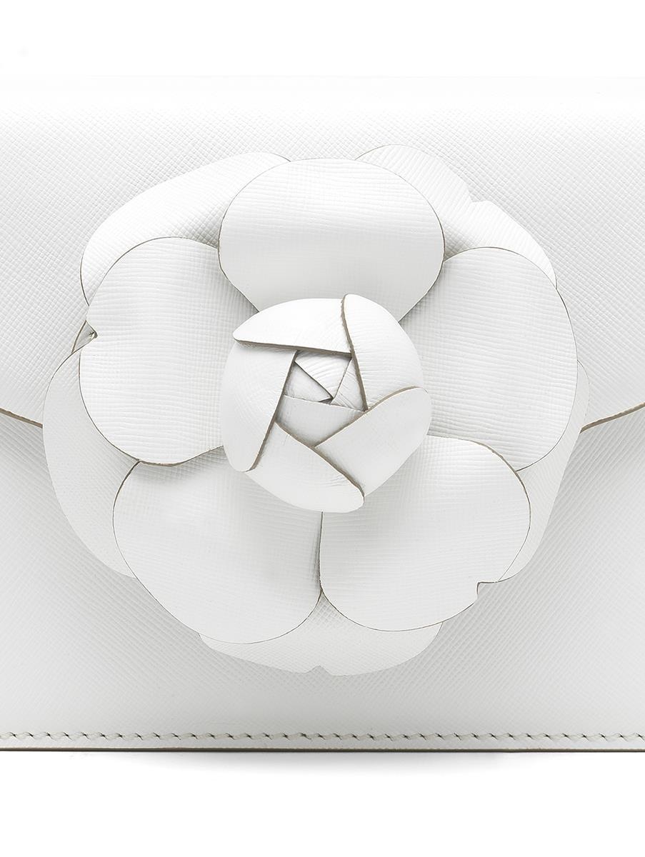 WHITE LEATHER MINI TRO BAG - 4