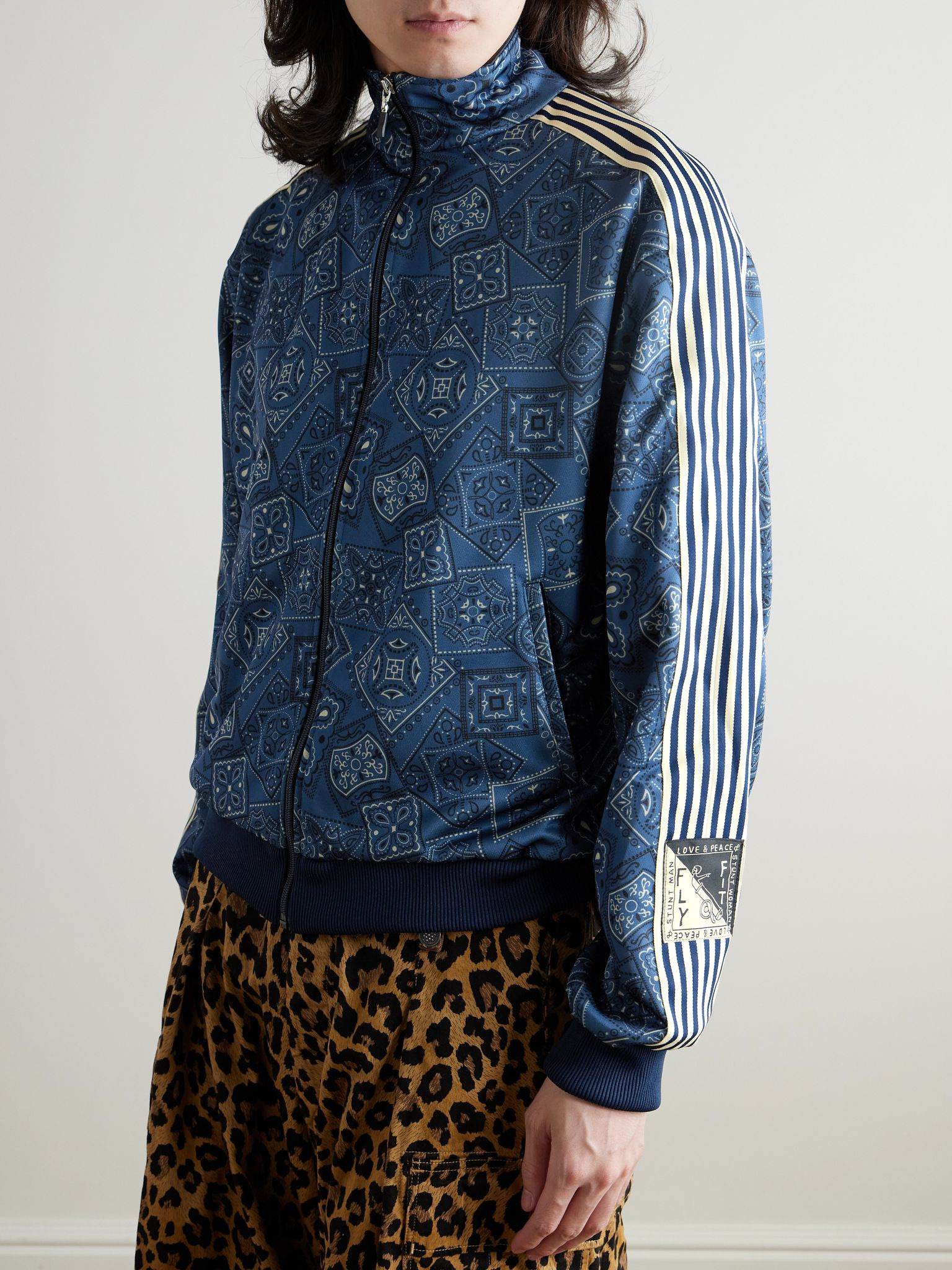 Cookie Bandana-Print Striped Shell Track Jacket Navy - 3