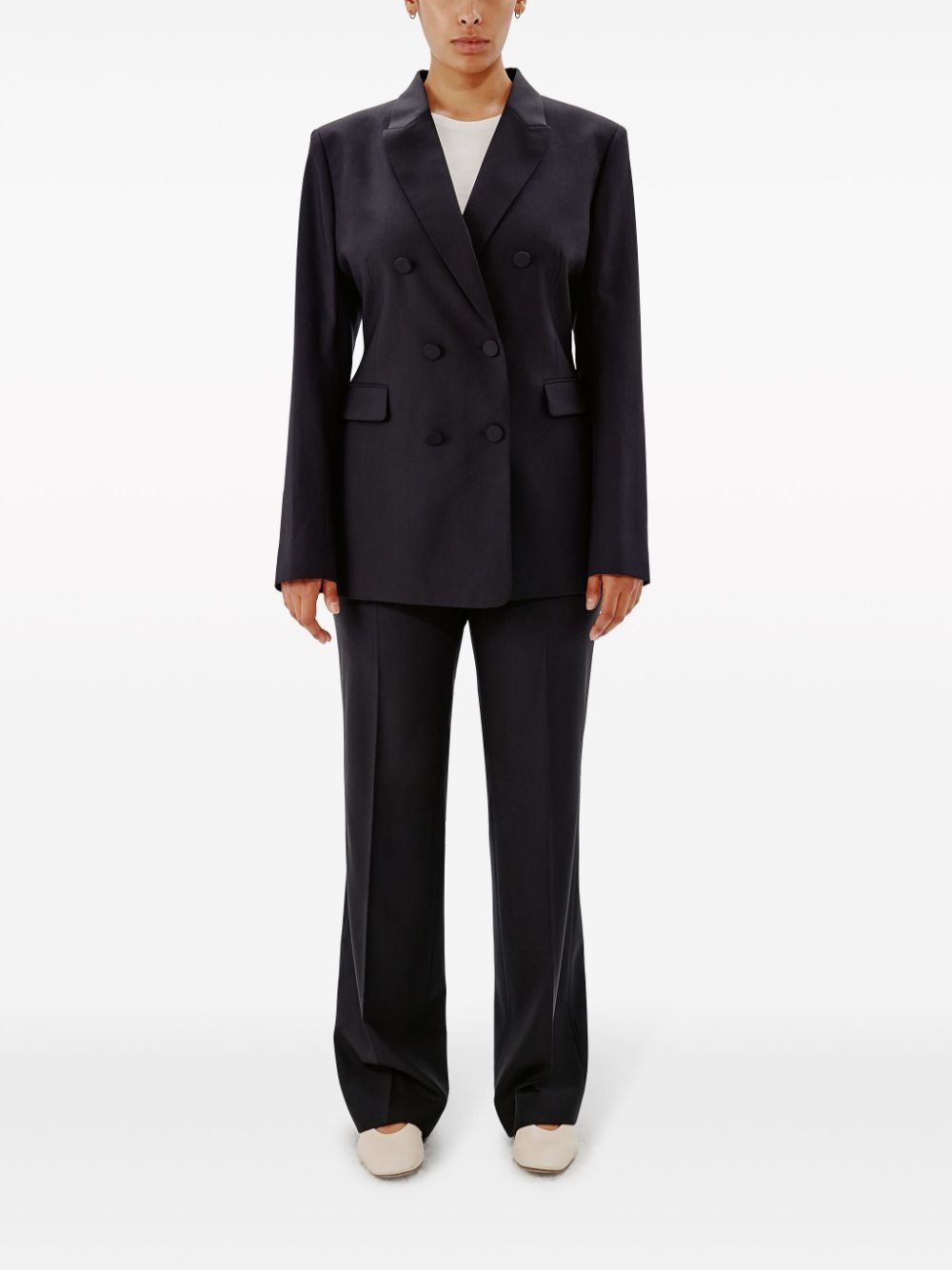 double-breasted merino wool blazer - 2