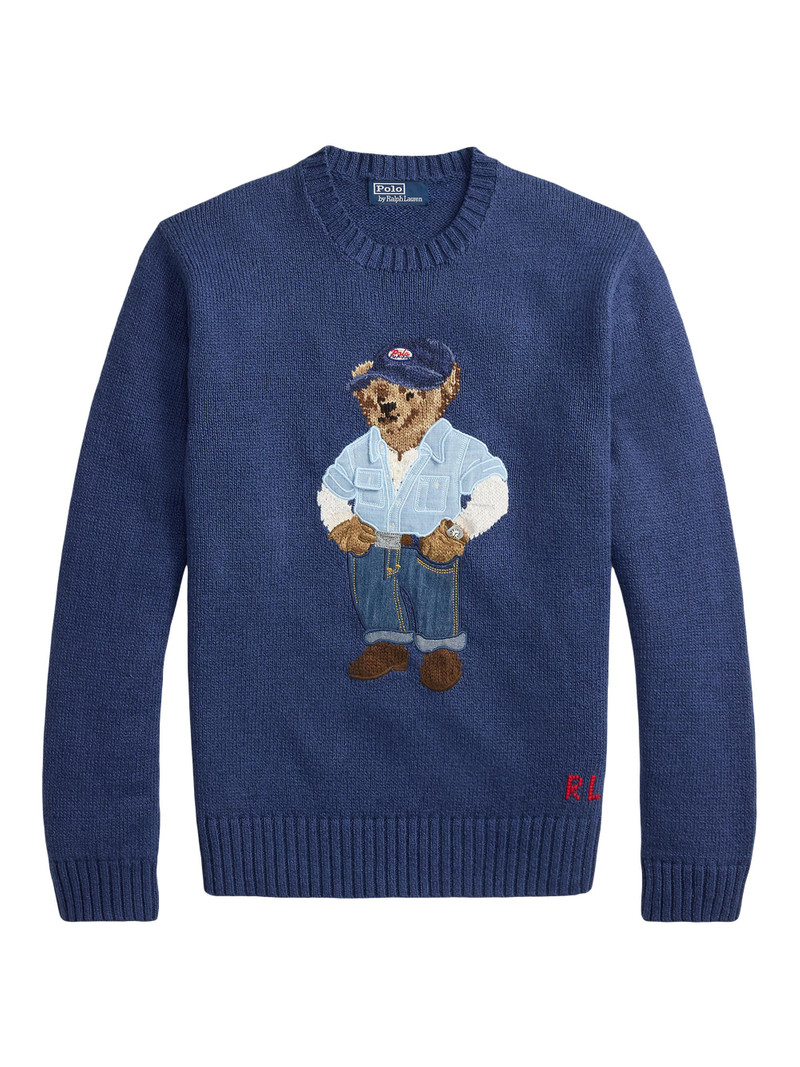 Men's Polo Bear Linen-Cotton Sweater - Light Navy 1