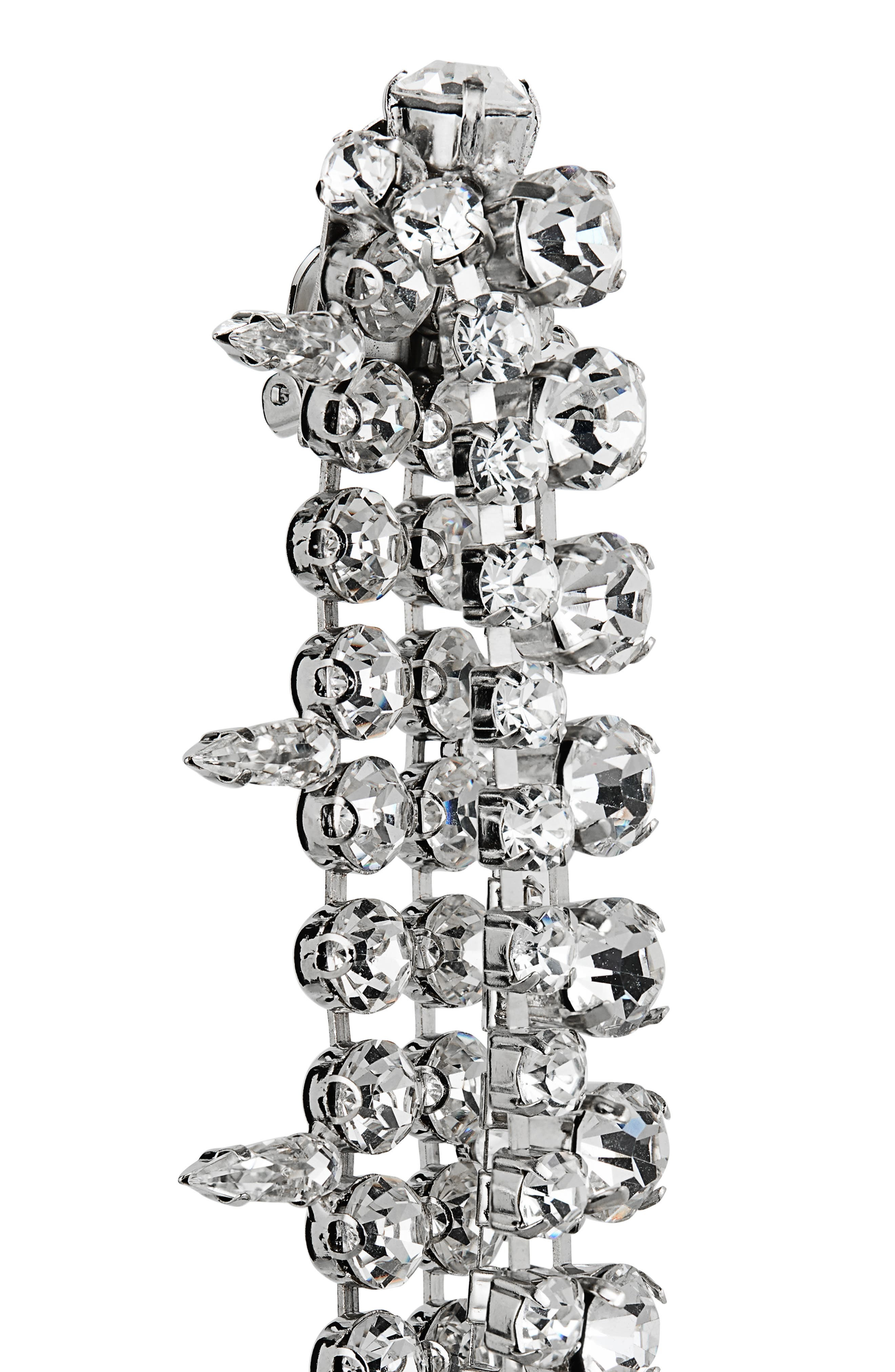 Area Crystal Fringe Front/Back Drop Earrings in Clear Crystal/Silver at Nordstrom - 4