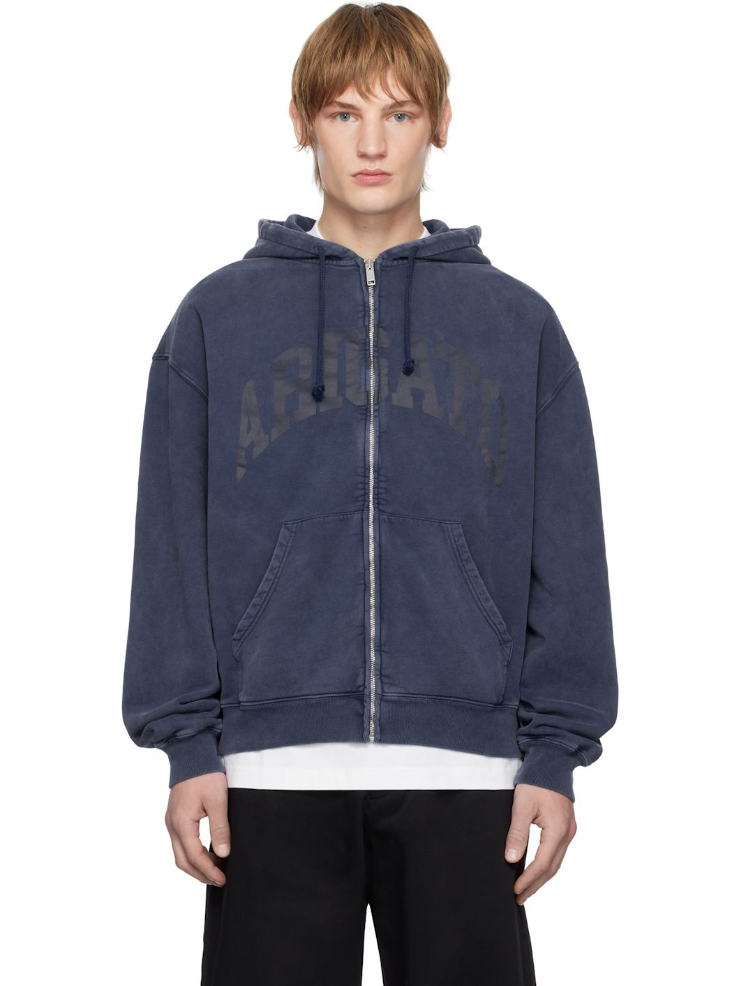 Navy Link Zip-Up Hoodie - 1