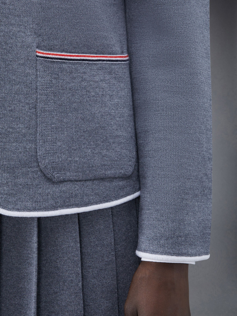 Double Face Merino Wool Tipping Collarless Jacket 5