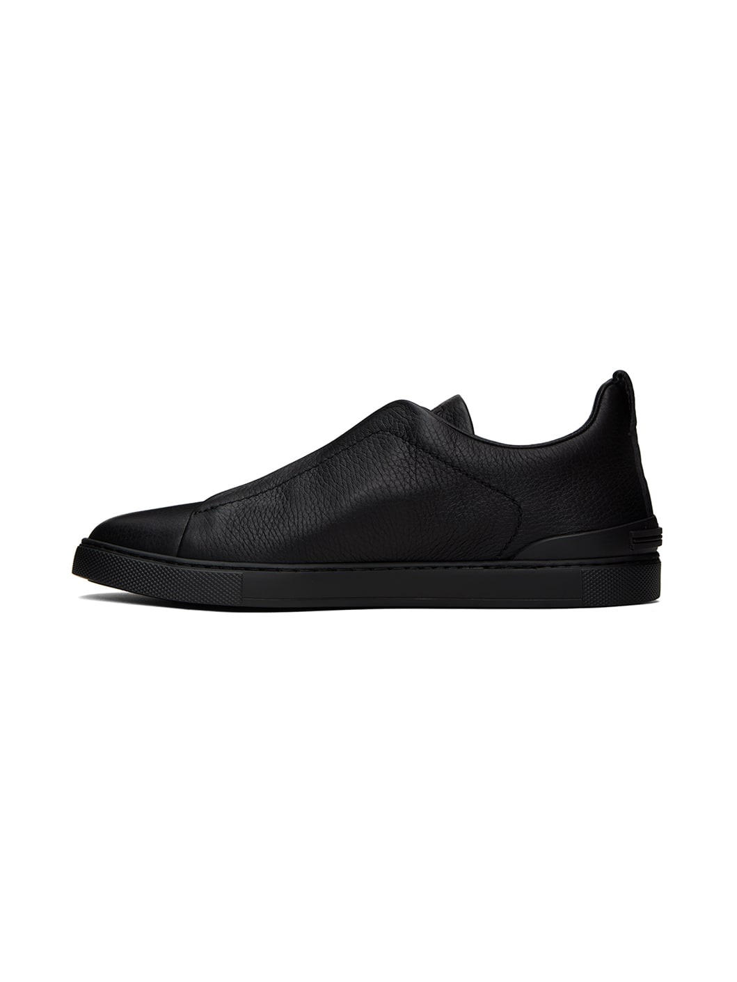 Black Deerskin Triple Stitch Sneakers - 3
