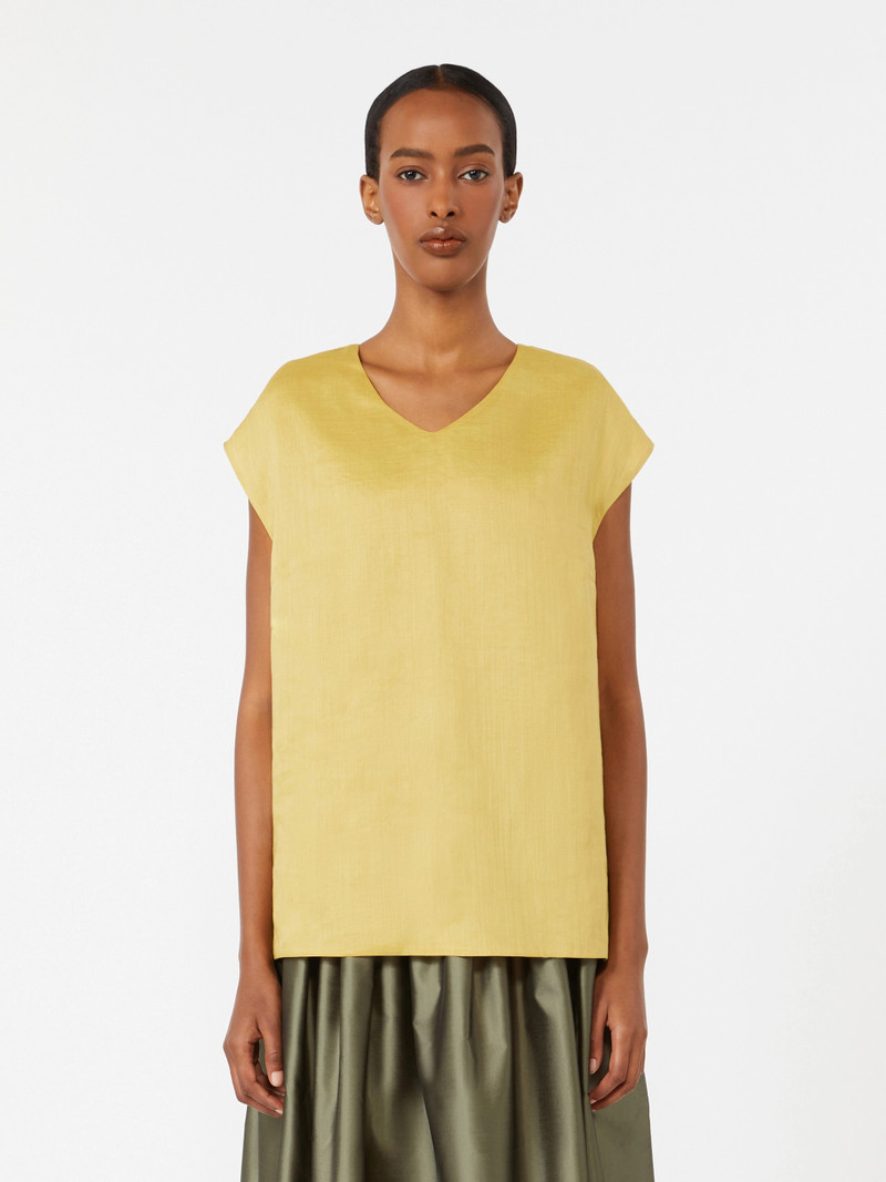 TALENTO Ramie canvas blouse - BRIGHT YELLOW 3