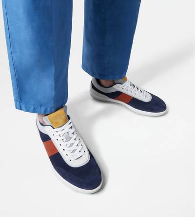 Tod's TOD'S TABS SNEAKERS IN SUEDE - BLUE, BROWN, WHITE outlook