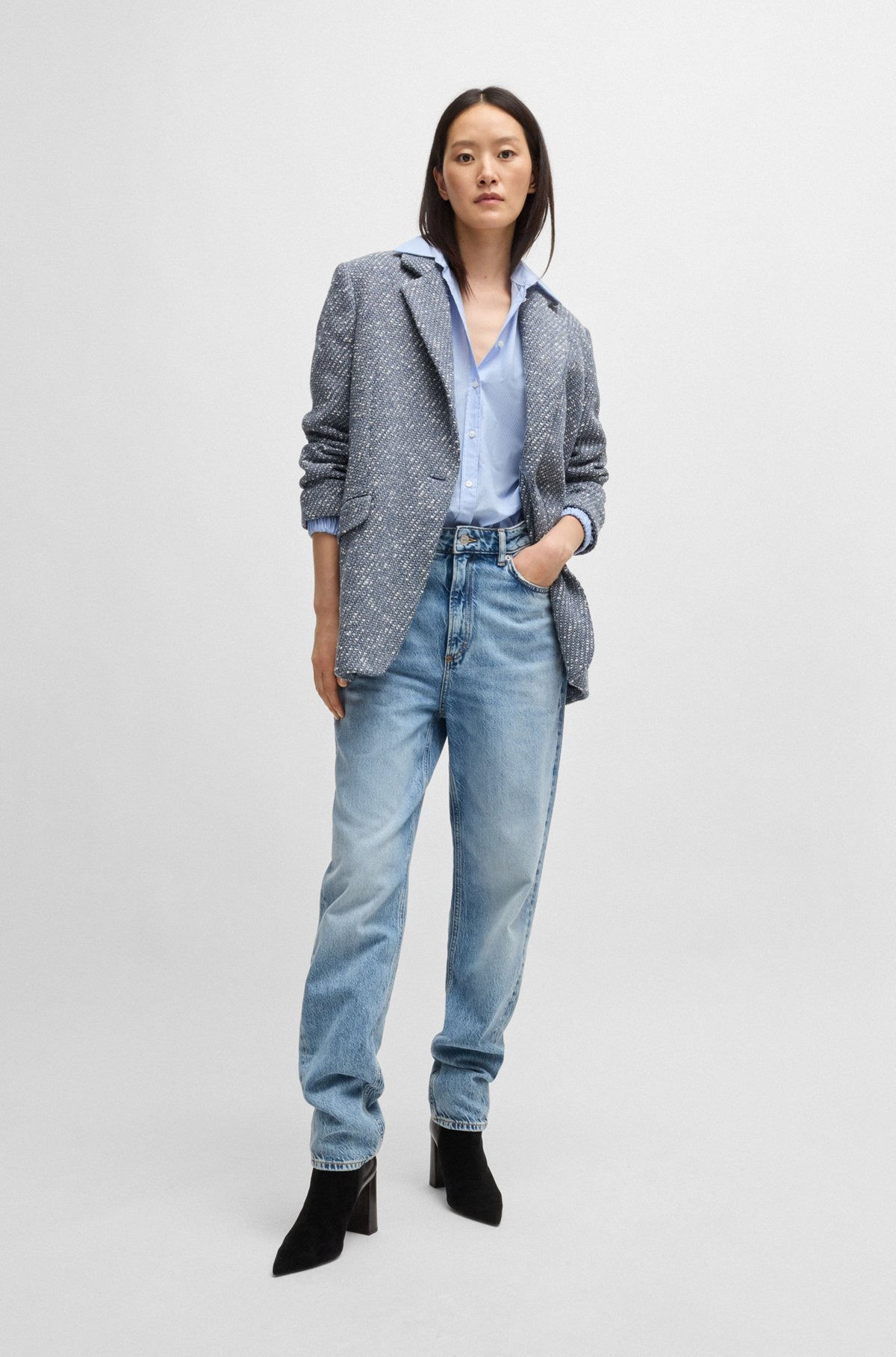 REGULAR-FIT BLOUSE IN STRIPED COTTON POPLIN - 3