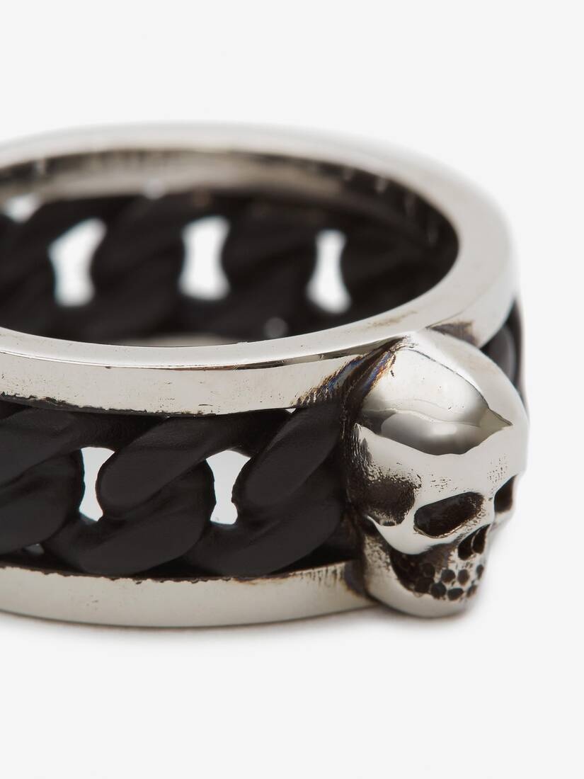 Bi-color Skull Chain Ring in Black/silver - 5