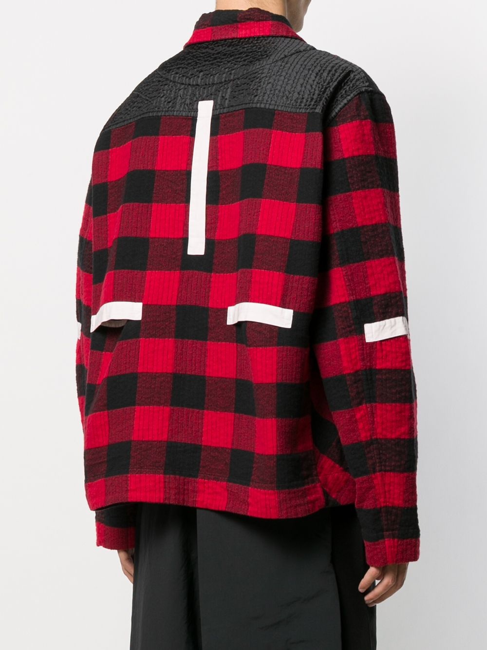 contrast panel check jacket - 4