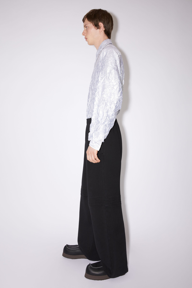 Logo tape fleece sweatpants - Black 4