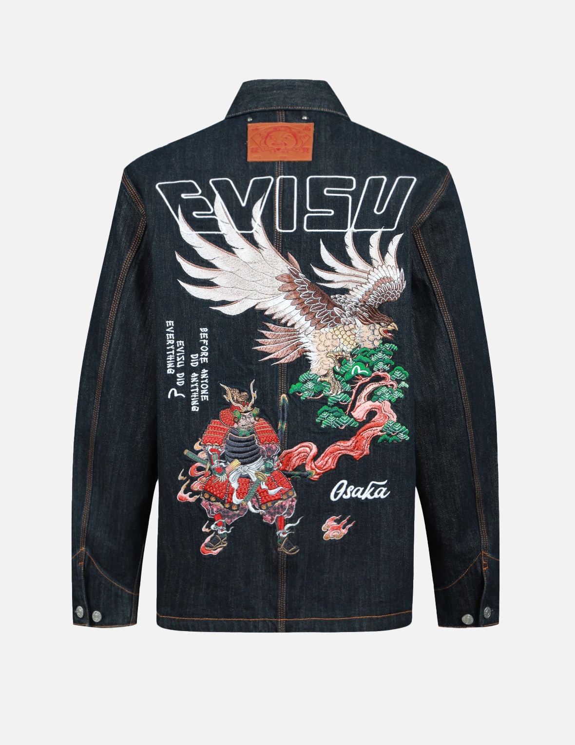 EAGLE AND SAMURAI EMBROIDERY RETRO DENIM JACKET - 1