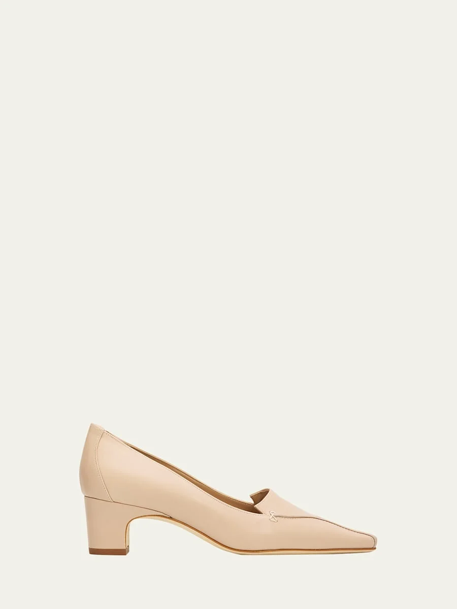 50mm Cleofelo Low-Heel Leather Pumps - 1