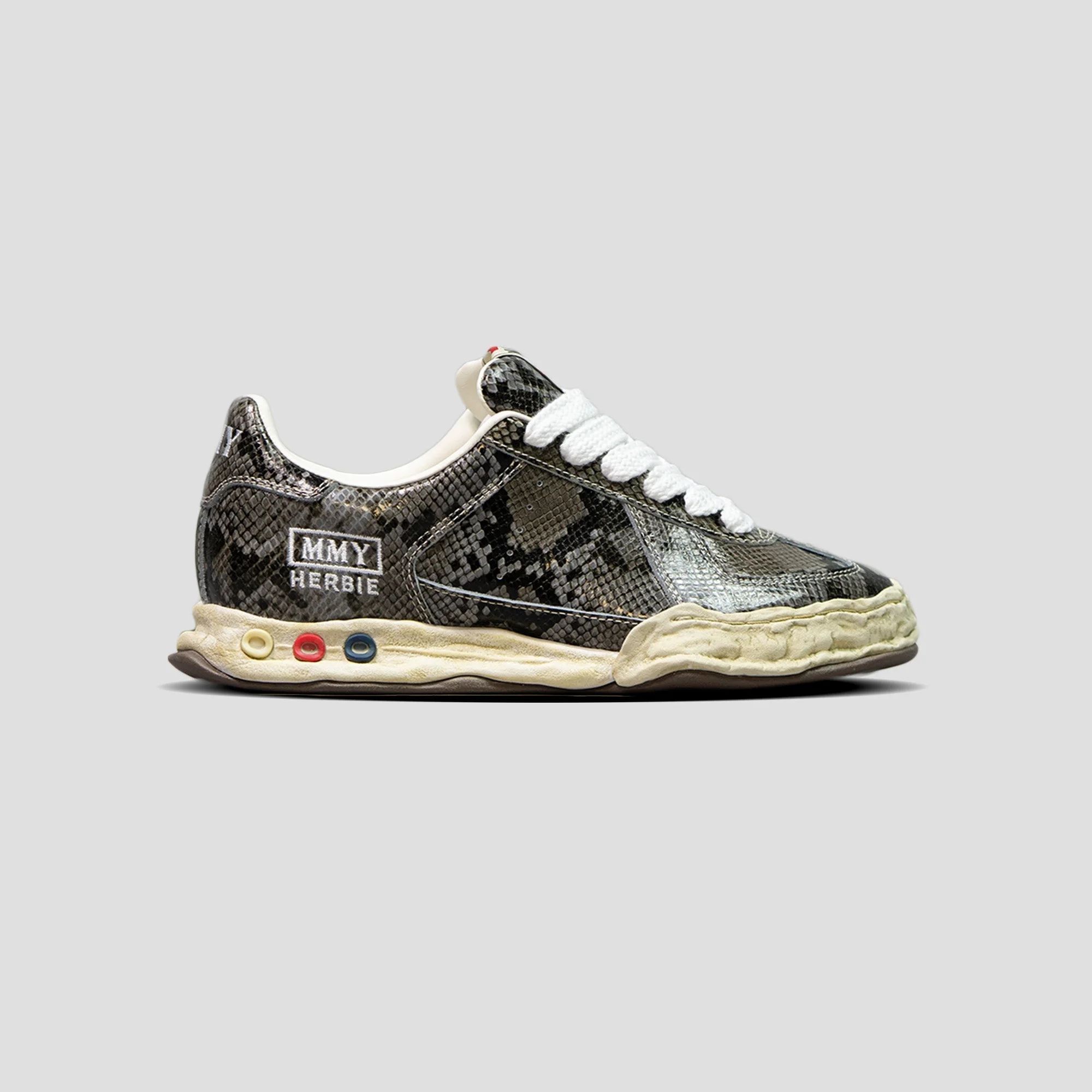 HERBIE OG SOLE PRINTED PYTHON LEATHER LOW-TOP SNEAKERS - 1
