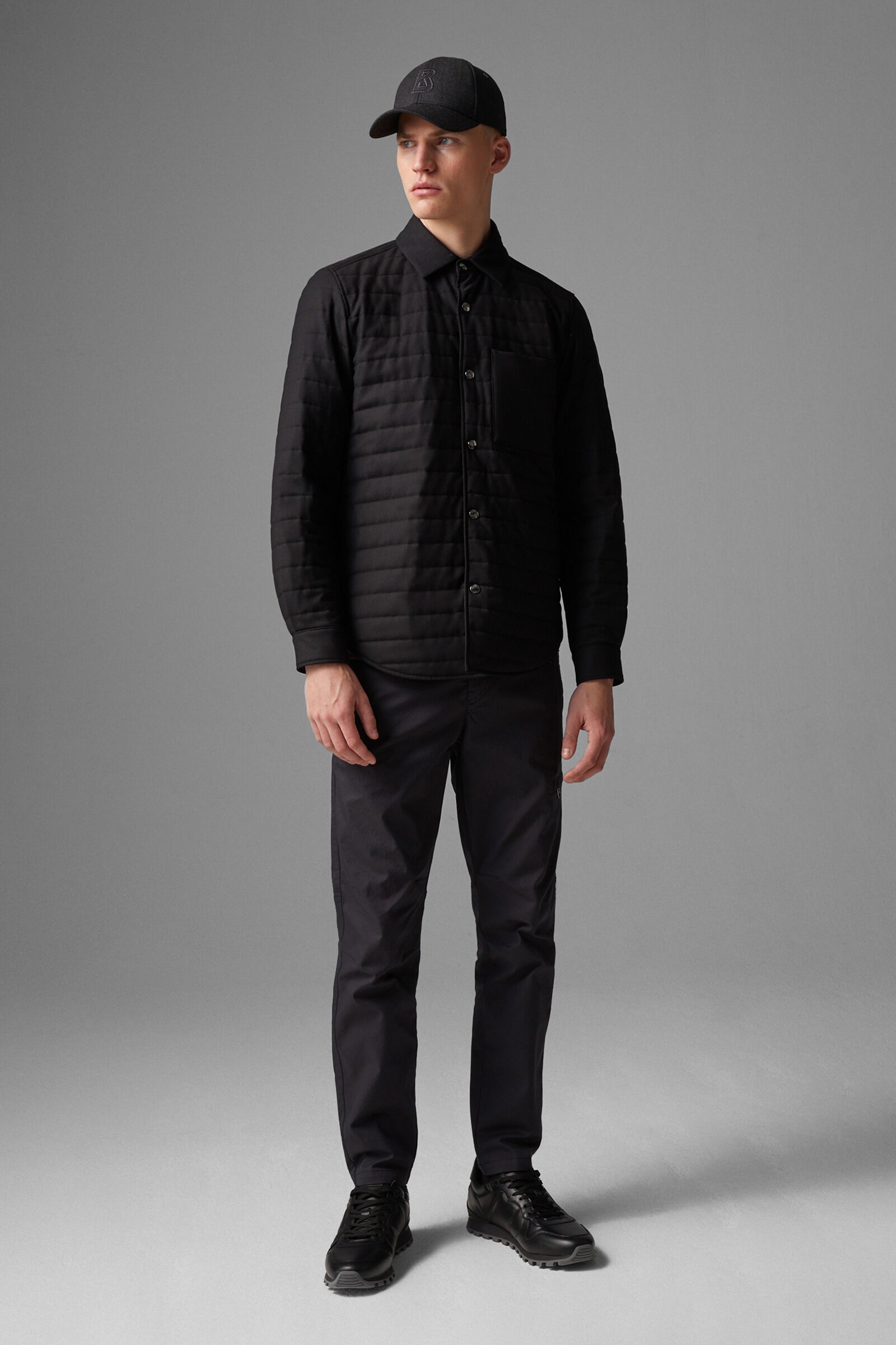 Olli quilted overshirt in Black - 4