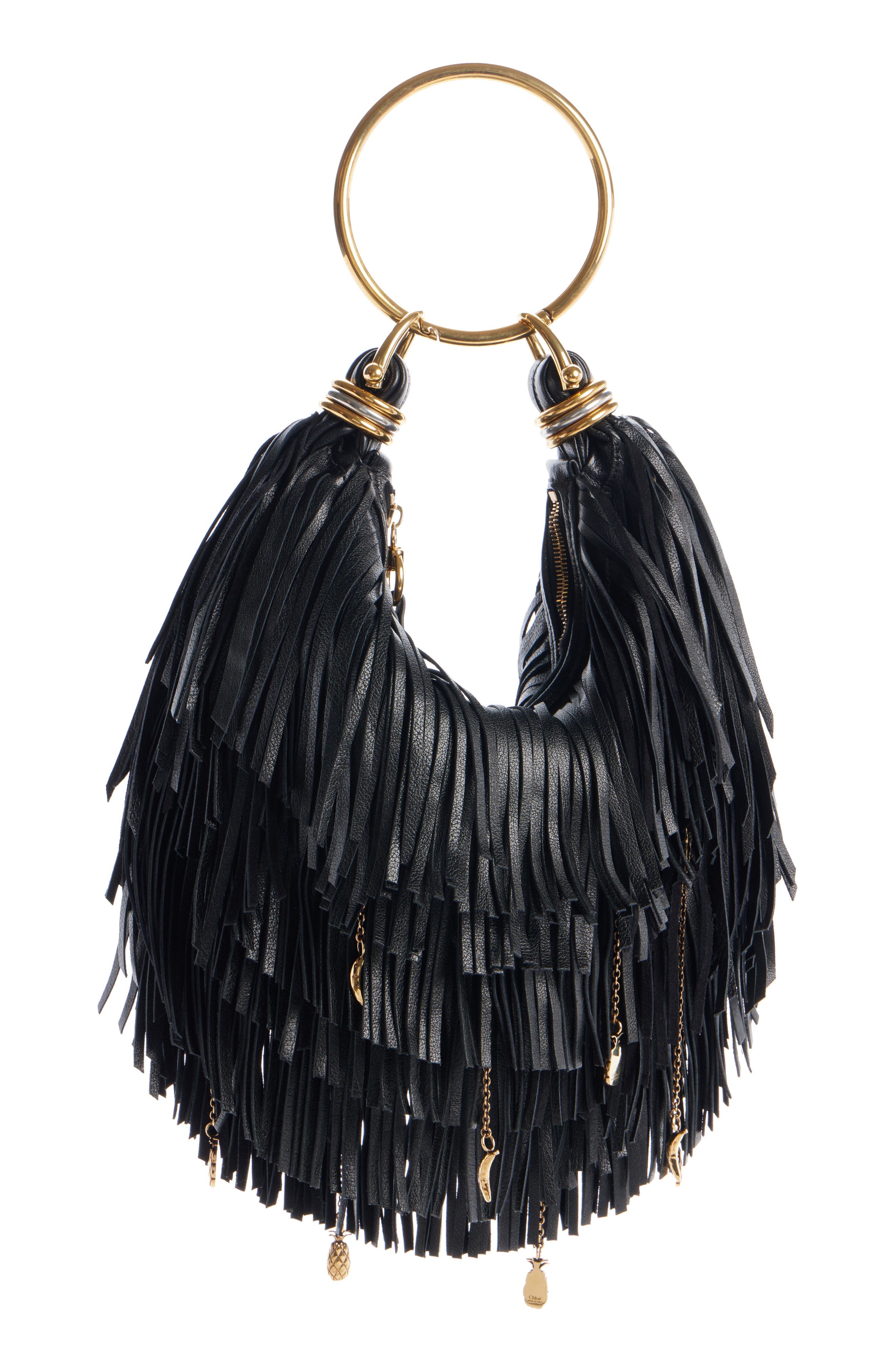 Chloé Fringe Charm Detail Bracelet Bag in 001 Black at Nordstrom - 4