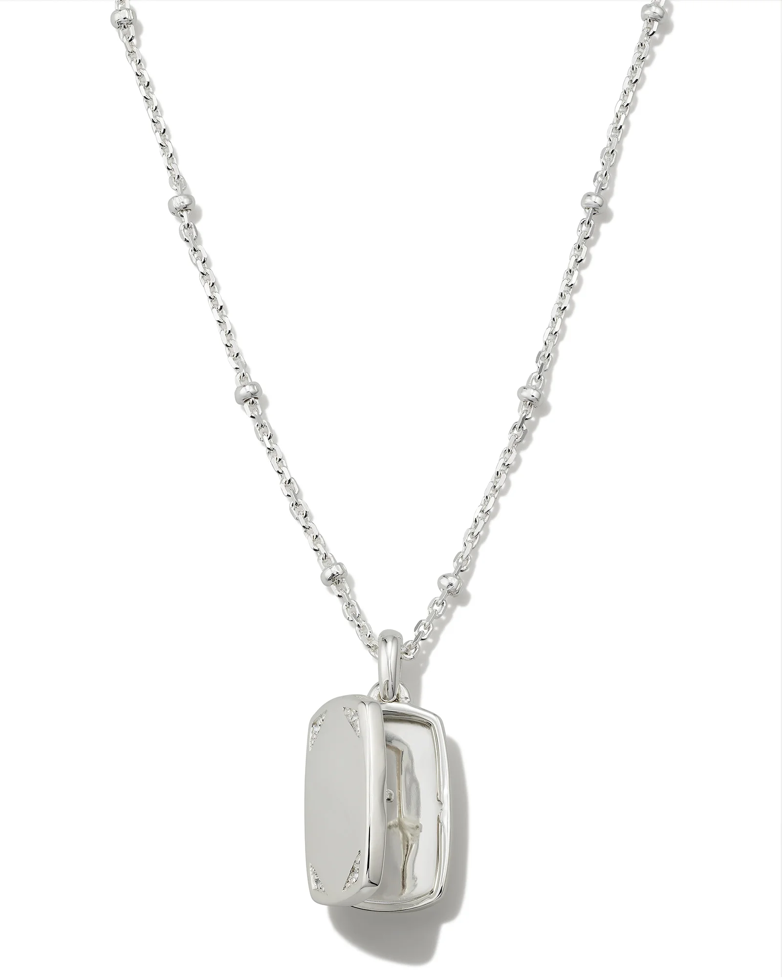 Tinsley Sterling Silver Tiny Locket Necklace in White Topaz - 1