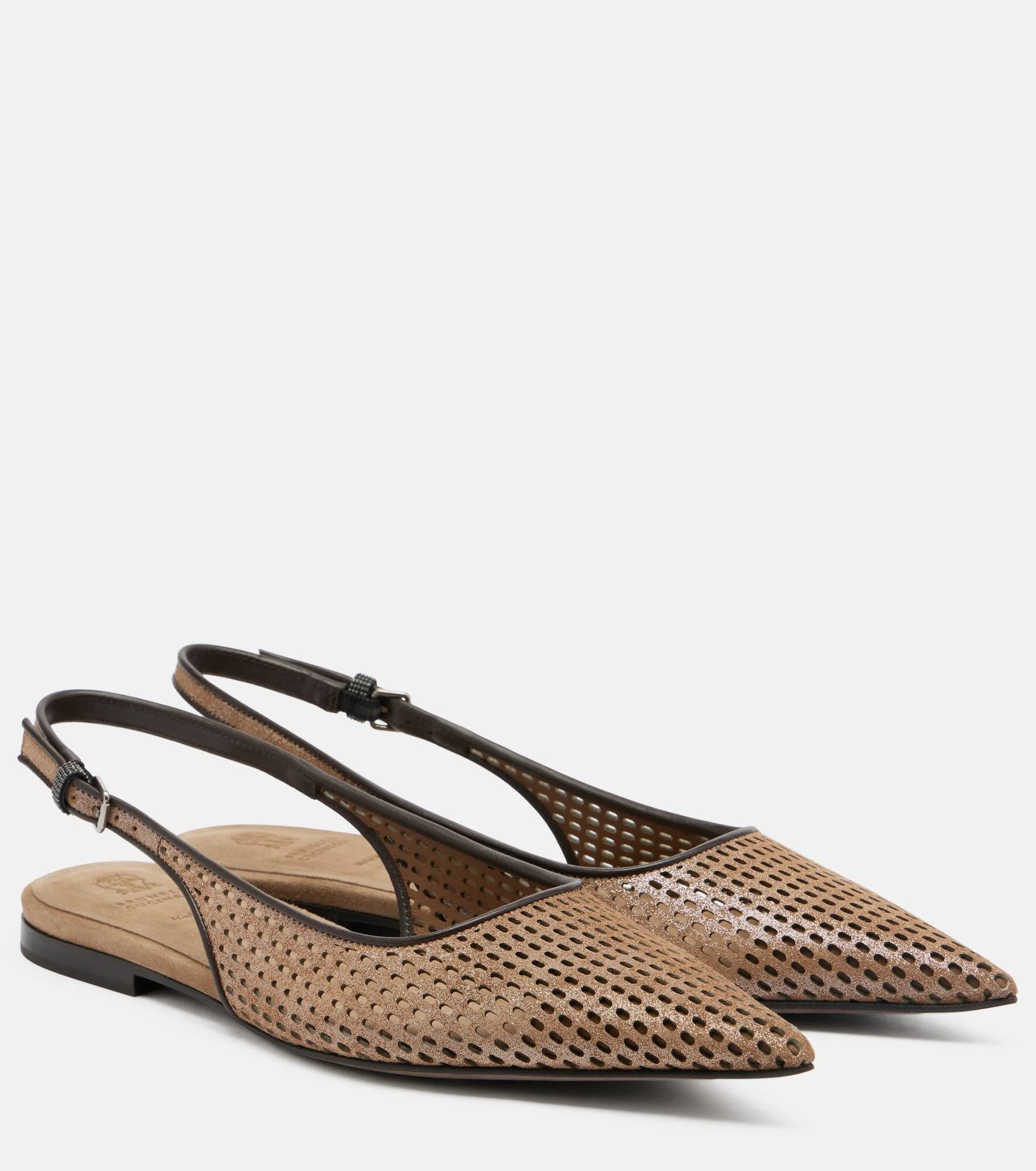 Perforated leather slingback flats - 1