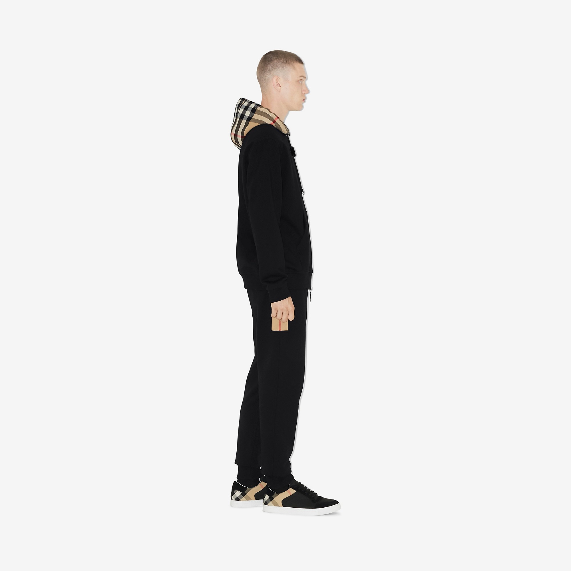 Check Panel Cotton Jogging Pants - 3