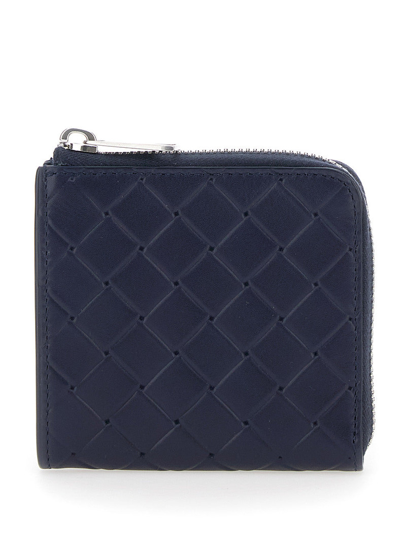 Bottega Veneta Men Blue Wallet With All-Over Intreccio Motif In Leather Man - 1