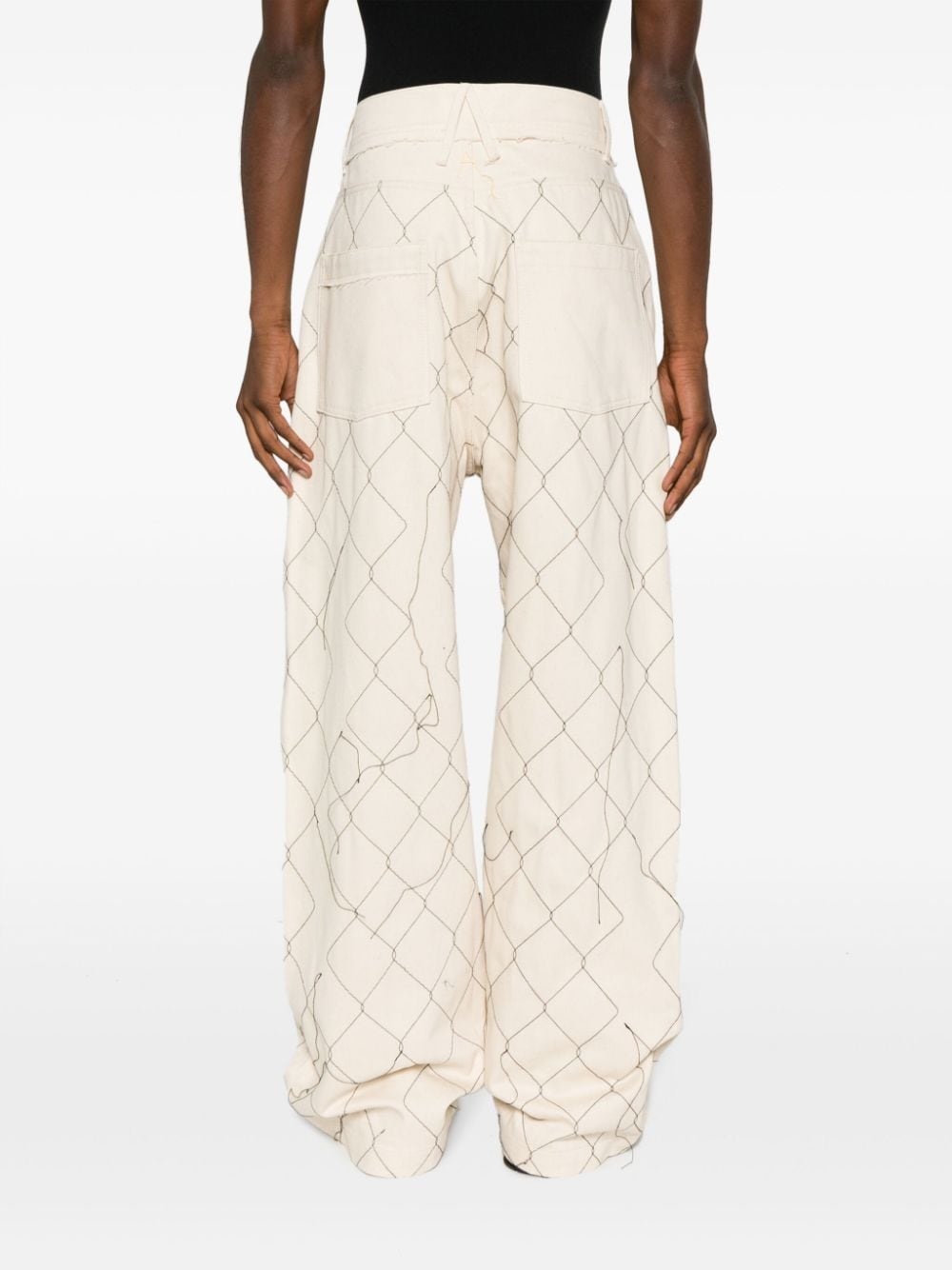 abstract-pattern wide-leg trousers - 4