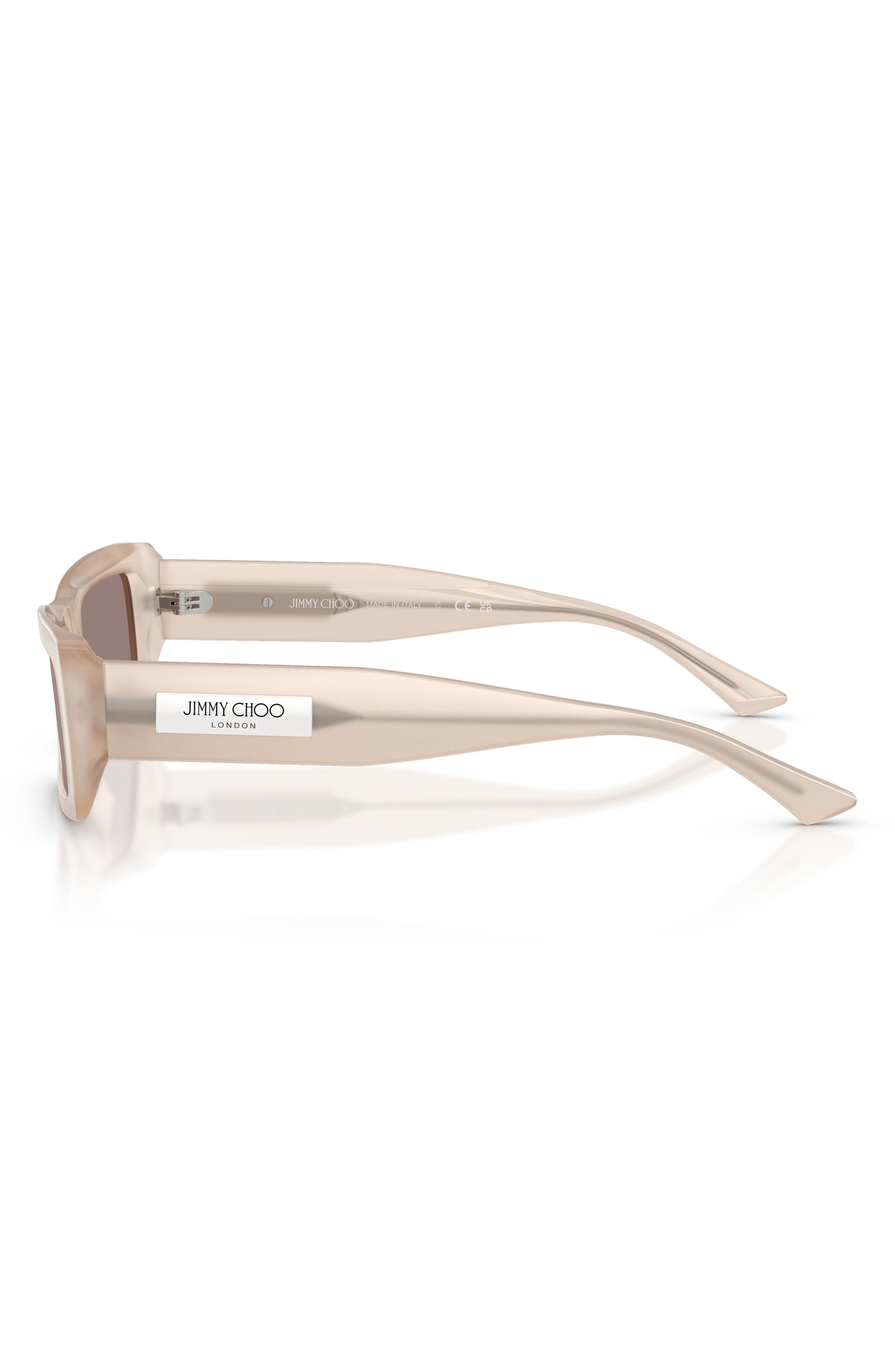Jimmy Choo Lennon 54mm Polarized Rectangular Sunglasses in Opal Taupe/Purple Brown at Nordstrom - 3