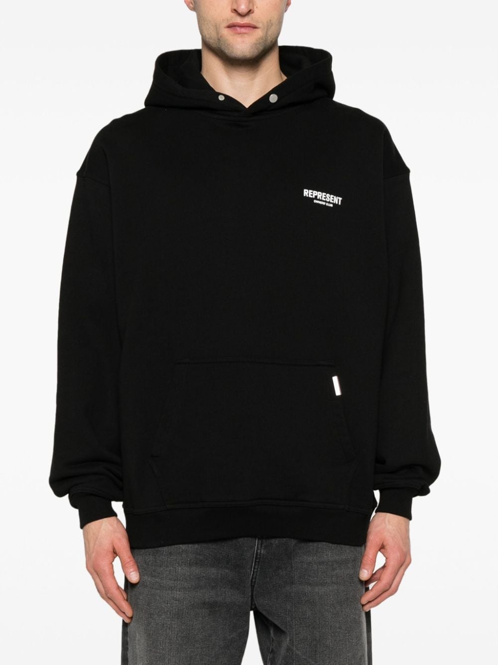 logo-print cotton hoodie - 3