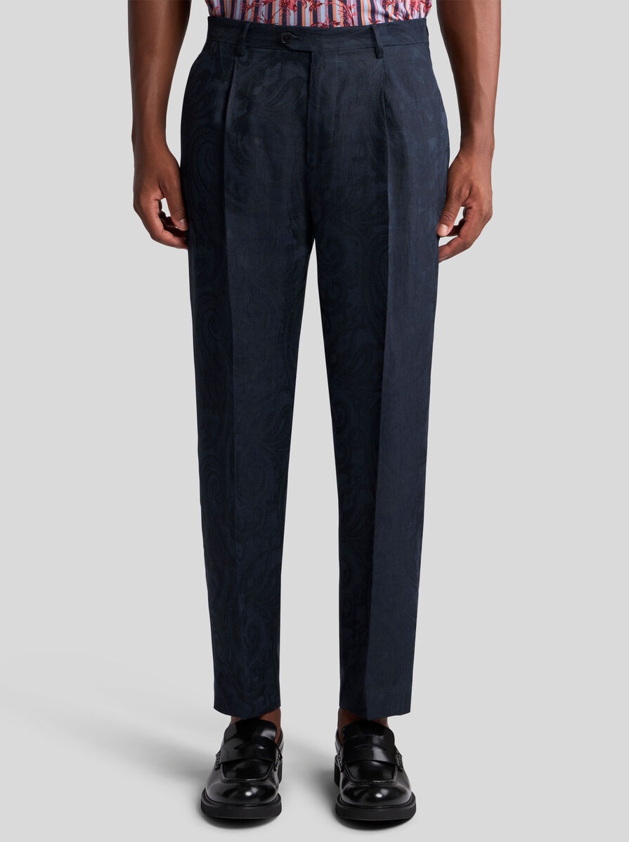 LINEN JACQUARD TROUSERS - 2