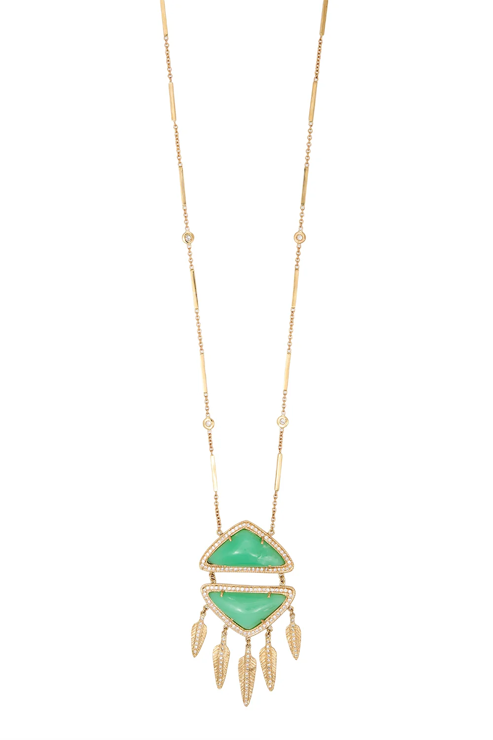 Chrysoprase Feather Necklace - 1